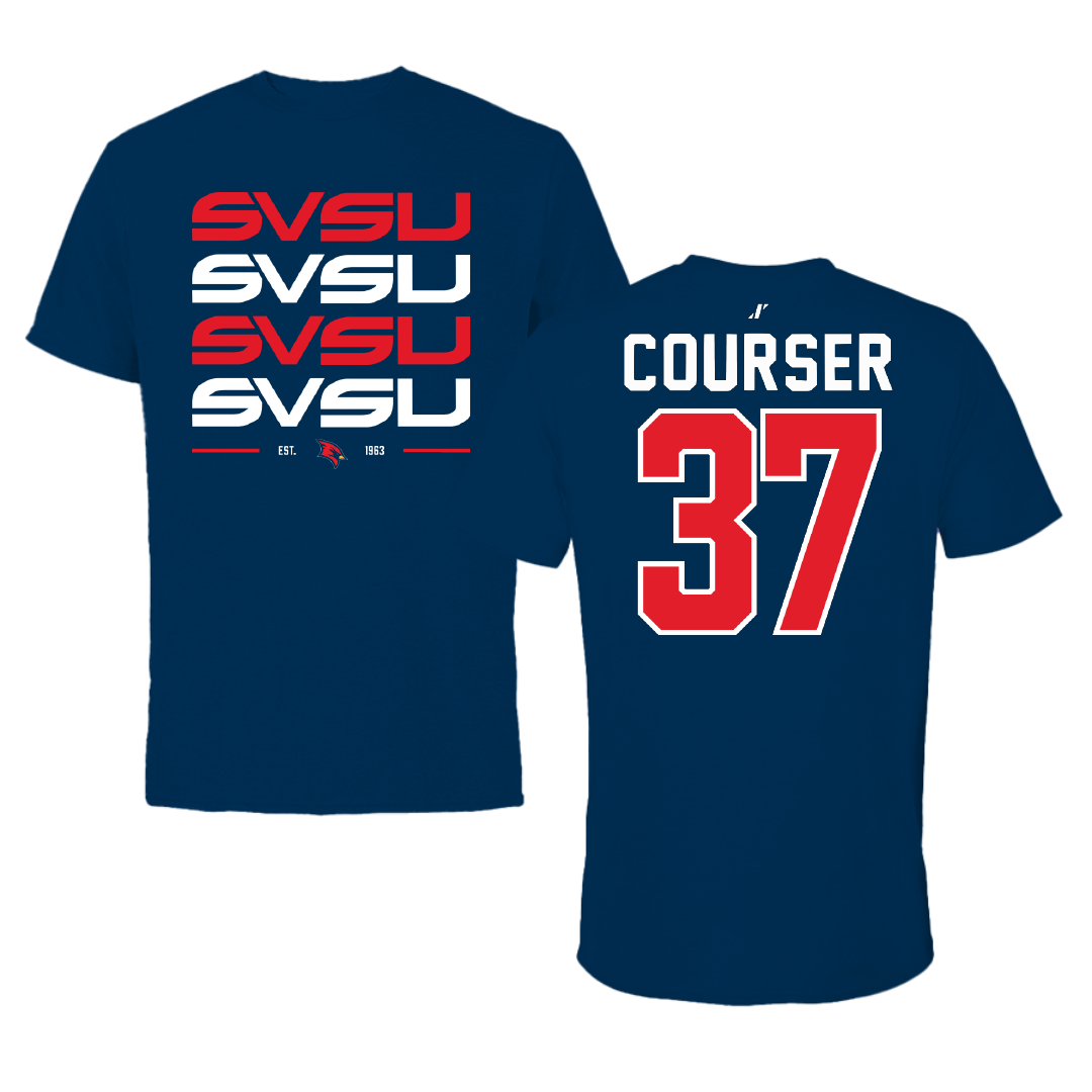 Saginaw Valley State University Football Navy General Performance Tee - #37 Brayden Courser