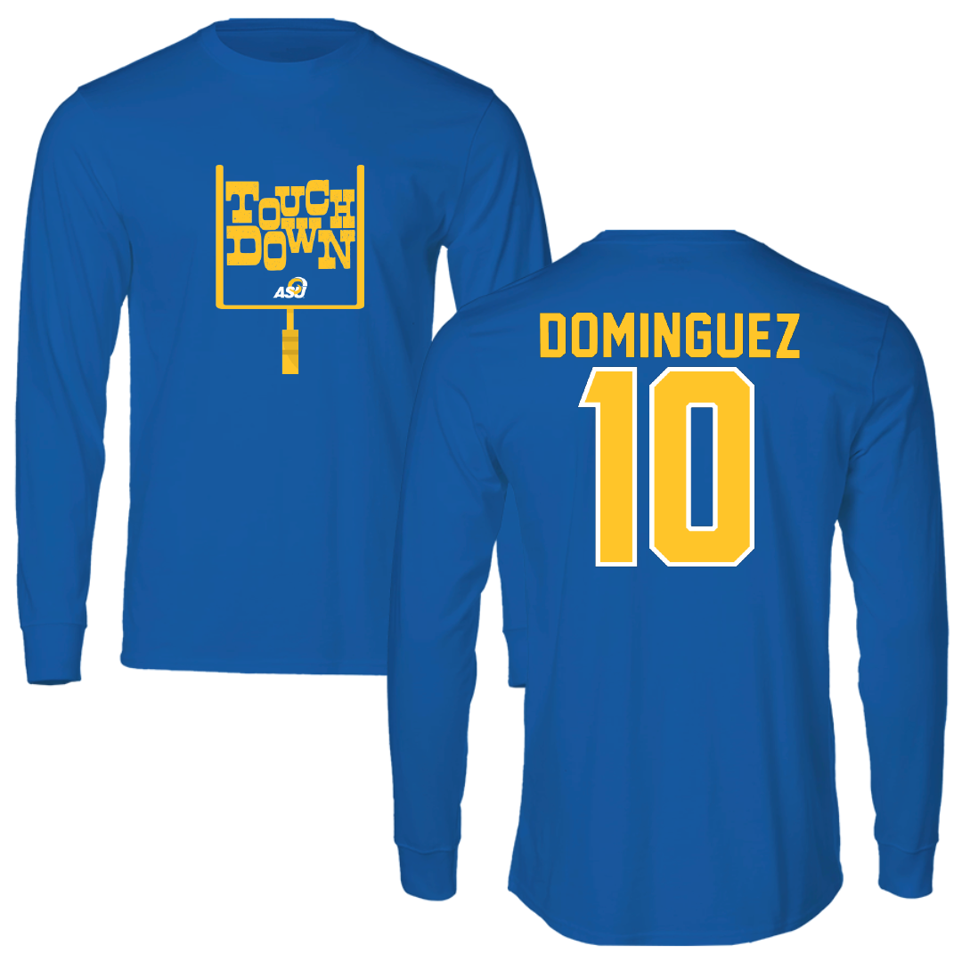 Angelo State University Football Blue Touchdown Long Sleeve - #10 Athen Dominguez
