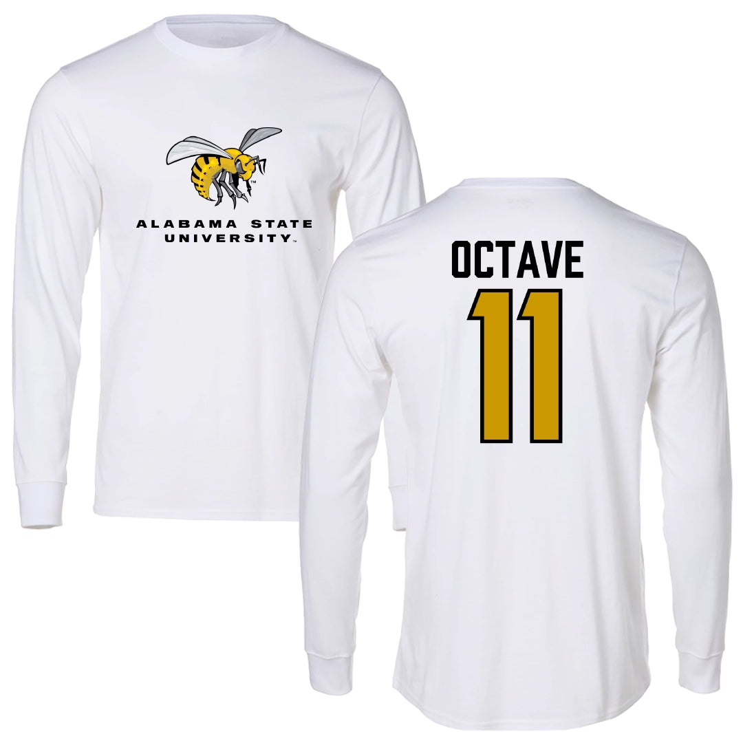 Alabama State University Basketball White Block Long Sleeve - #11 Micah Octave