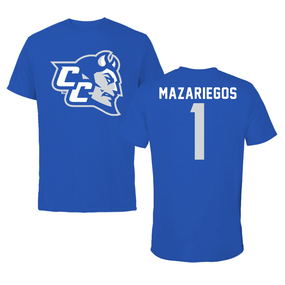 Central Connecticut State University Lacrosse Blue Performance Tee - #1 Krista Mazariegos