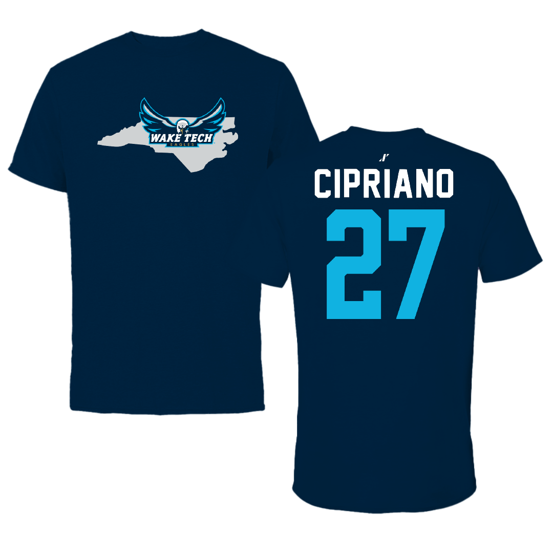 Wake Tech Community College Baseball Navy State Performance Tee - #27 Matthew Cipriano