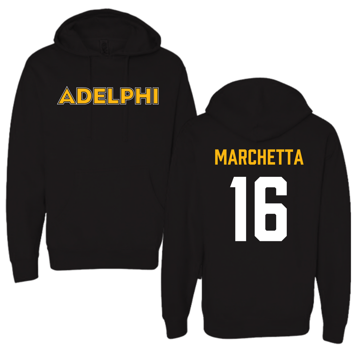 Adelphi University Lacrosse Black Hoodie - #16 Madison Marchetta