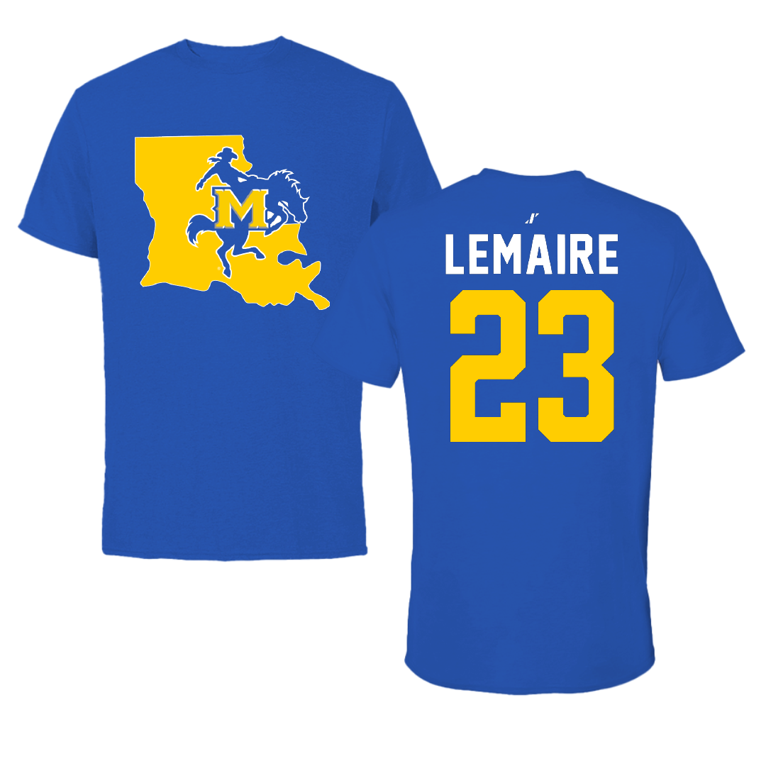 McNeese State University Football Blue State Tee - #23 Peyton Lemaire