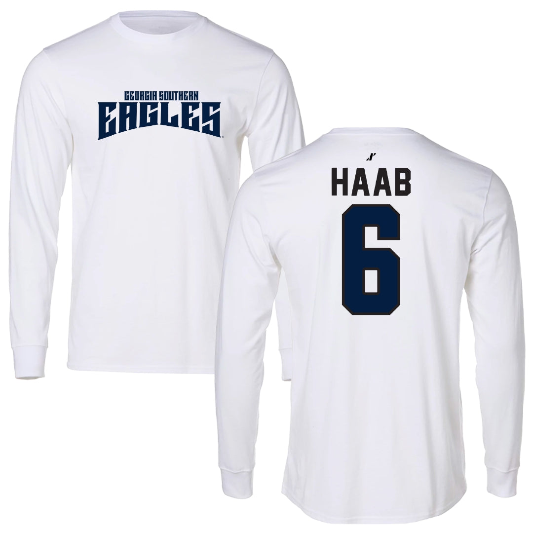 Georgia Southern University Baseball White Classic Long Sleeve - #6 Daniel Haab