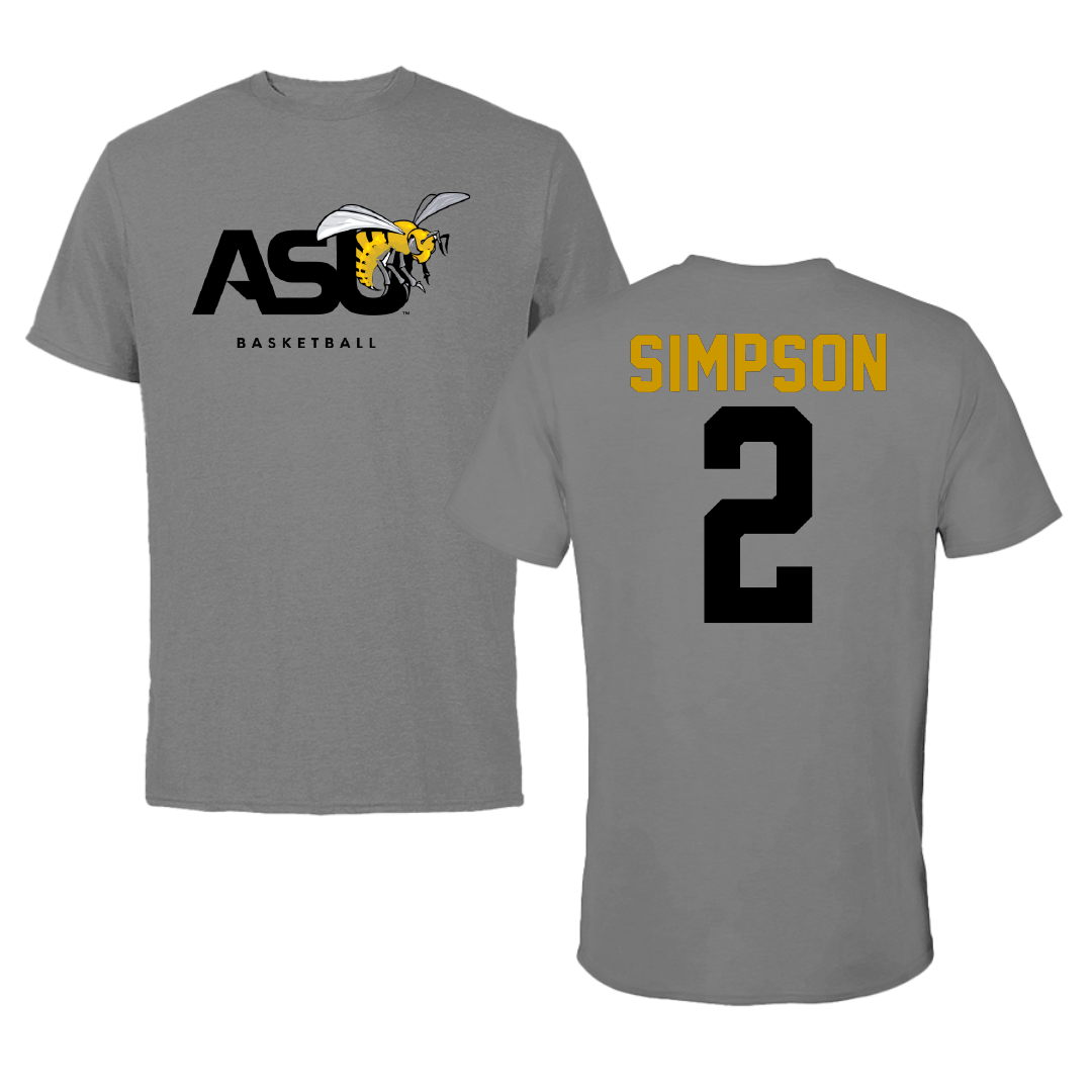 Alabama State University Basketball Dark Gray Tee - #2 micah simpson