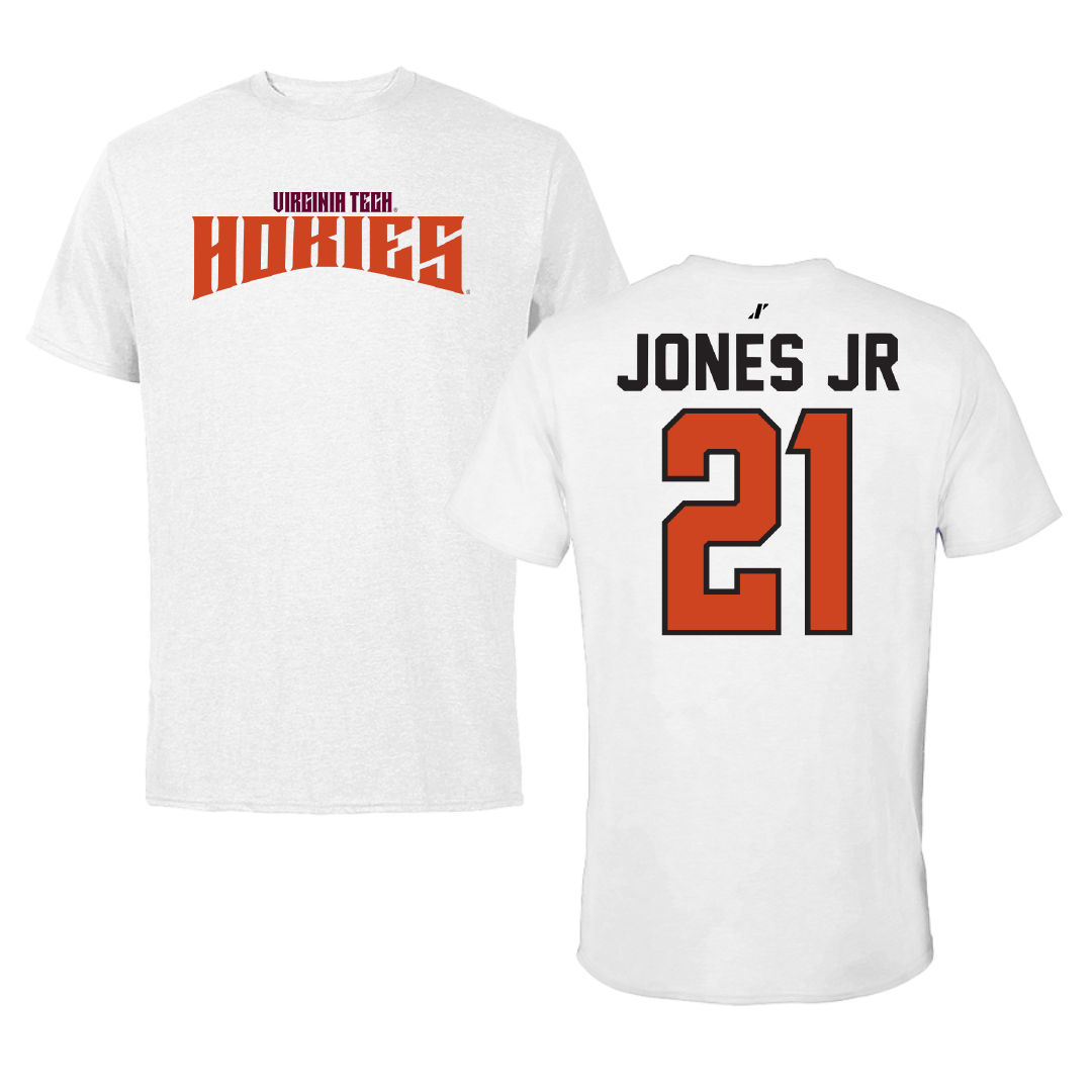 Virginia Tech Basketball White Classic Performance Tee - #21 Ryan Jones Jr
