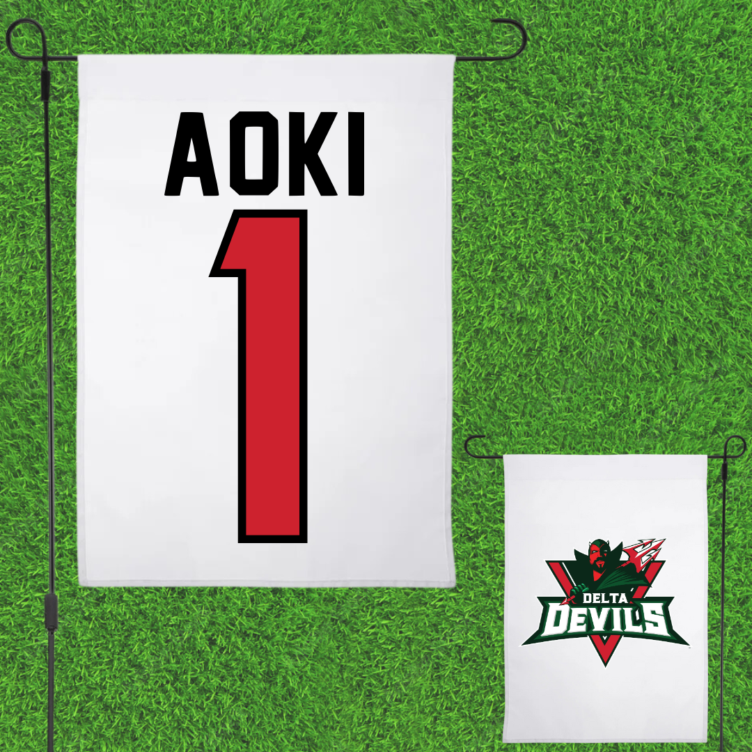 Mississippi Valley State University Baseball White Garden Flag - #1 Tanner Aoki