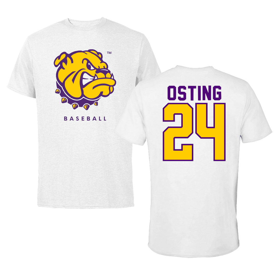 Western Illinois University Baseball White Tee - #24 Paul Osting