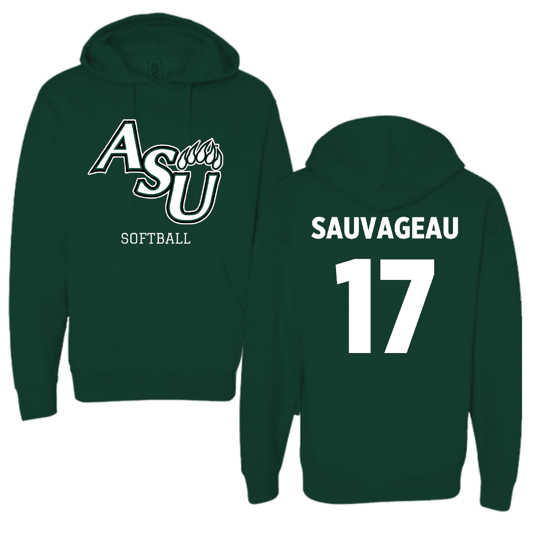 Adams State University Softball Forest Green Block Hoodie - #17 Emily Sauvageau