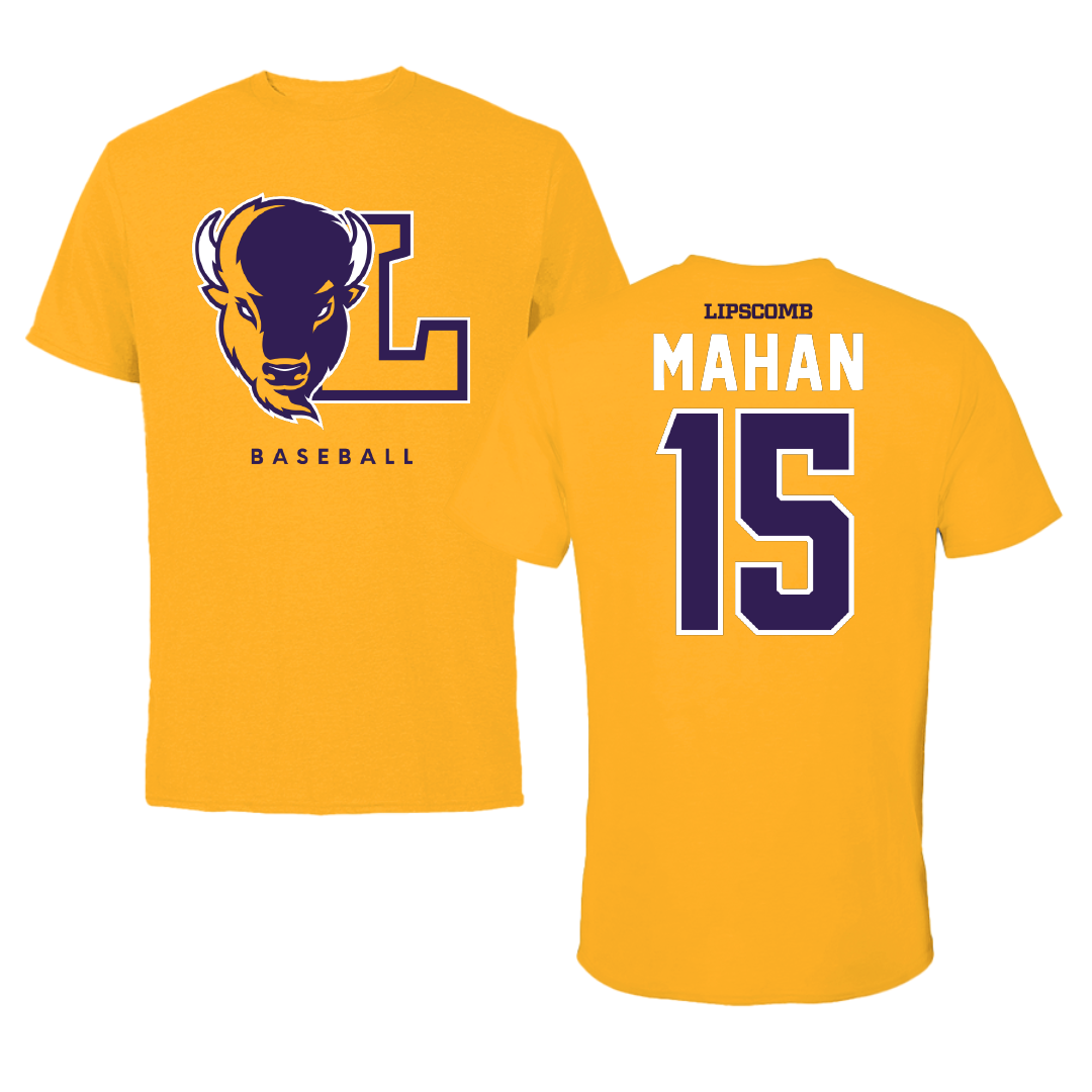 Lipscomb University Baseball Gold Performance Tee - #15 Keaton Mahan