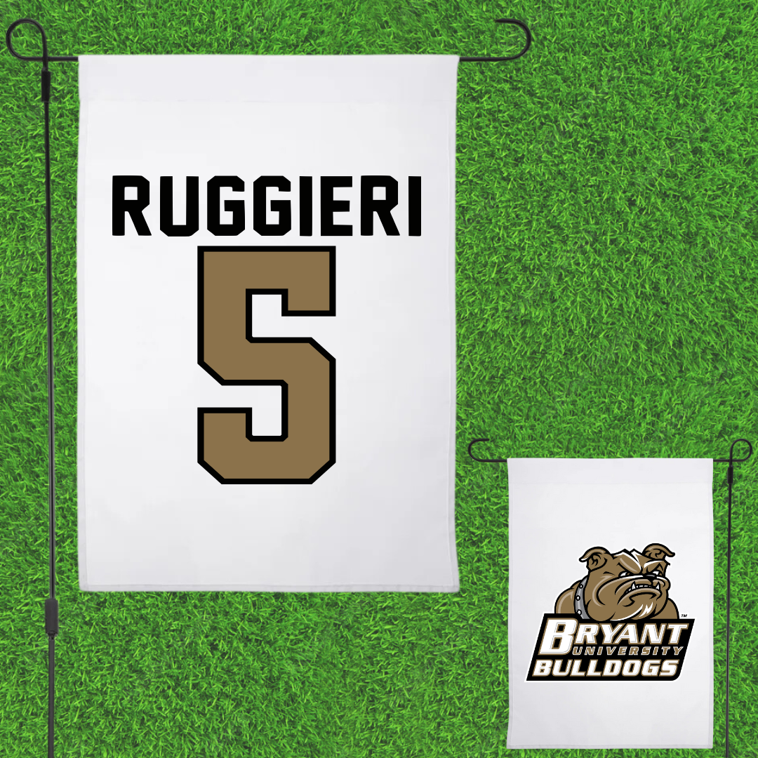 Bryant University Football White Garden Flag - #5 Landon Ruggieri