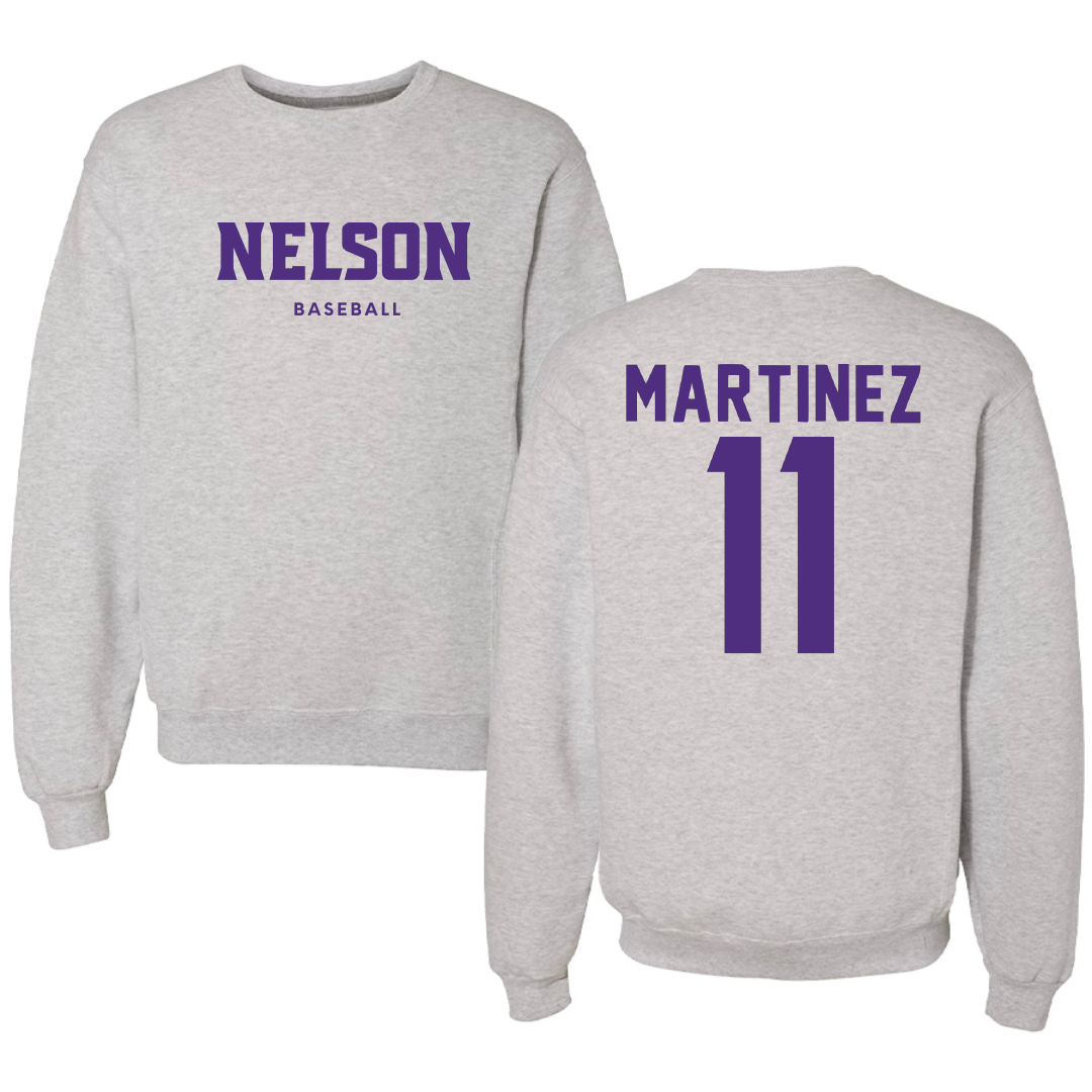 Nelson University Baseball Gray Crewneck - #11 Jake Martinez