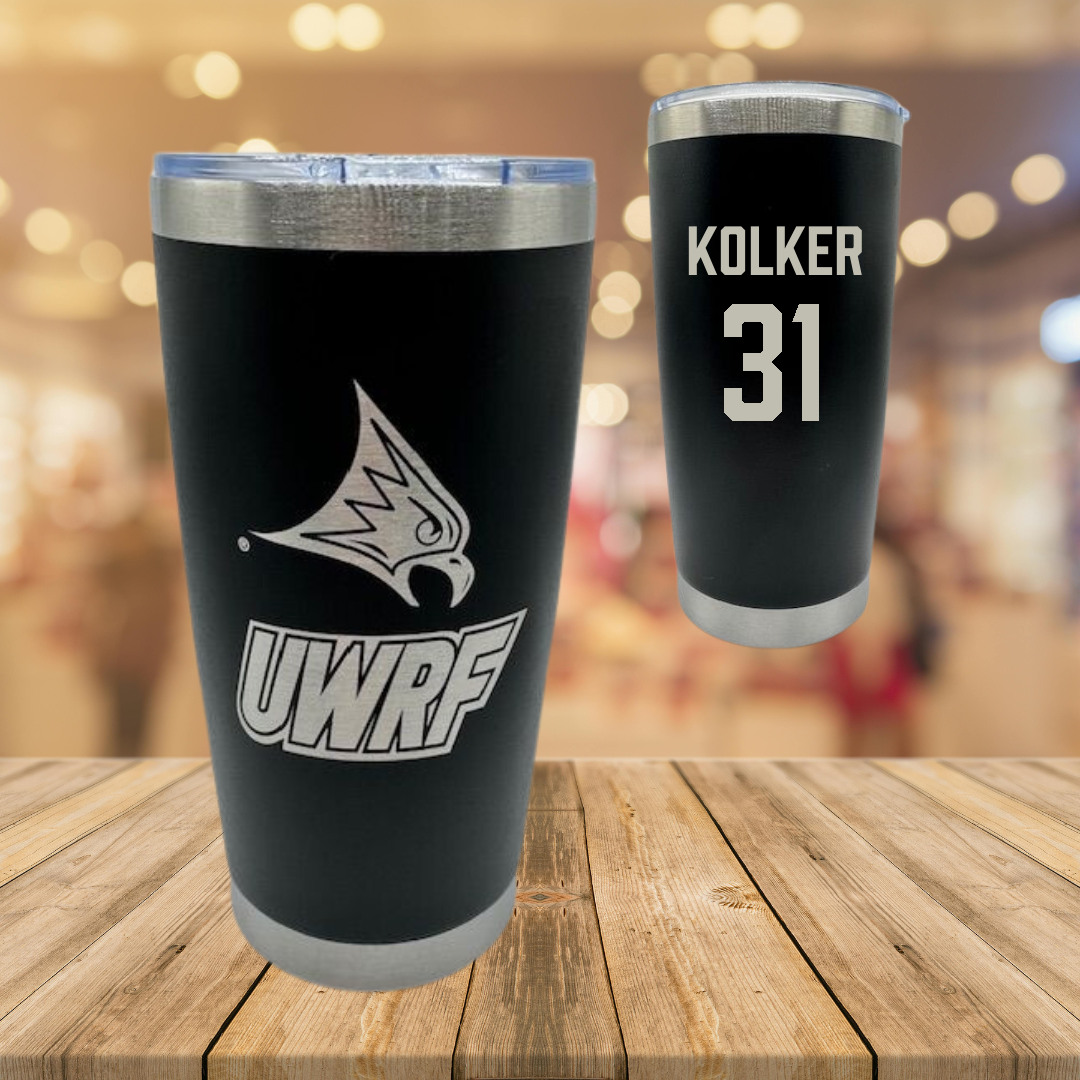 University of Wisconsin-River Falls Football Black Stainless Steel Tumbler - #31 Jaden Kolker