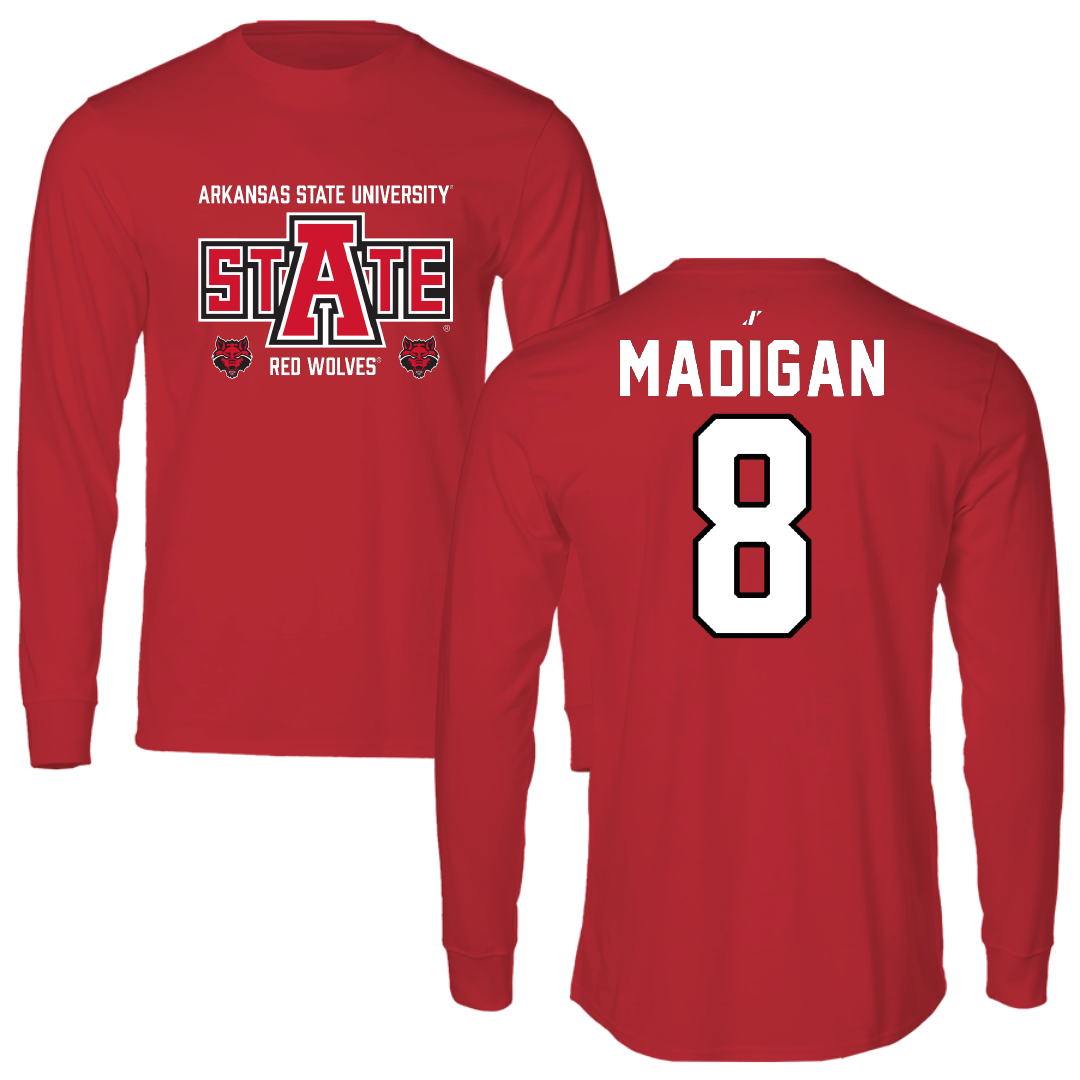 Arkansas State University Volleyball Red General Long Sleeve - #8 Erin Madigan