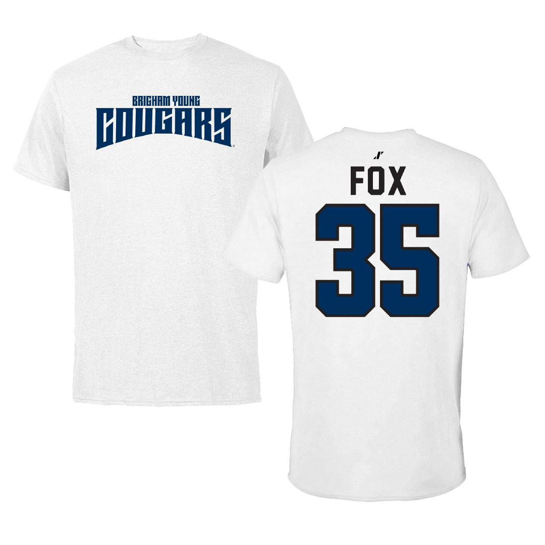 Brigham Young University Baseball White Classic Tee - #35 Matthew Fox