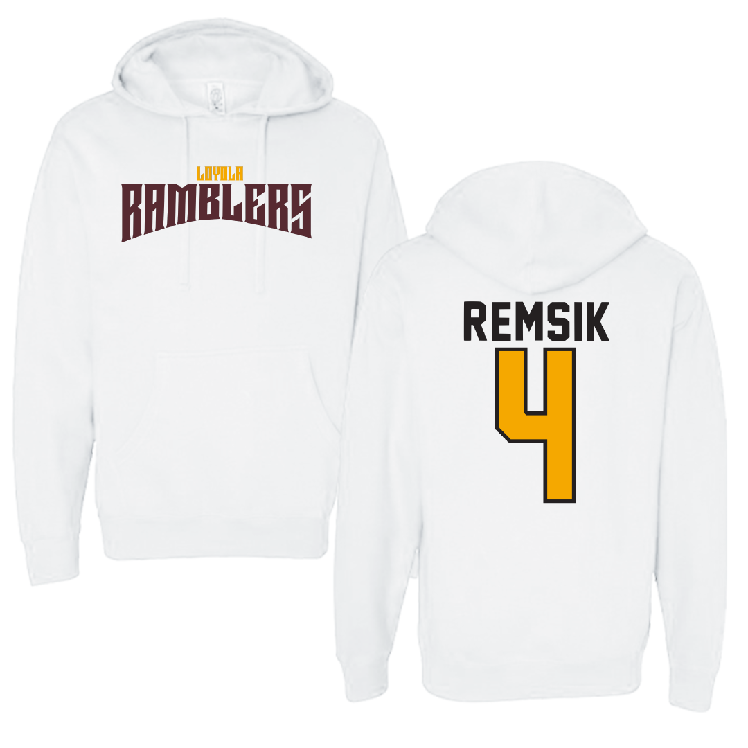 Loyola University-Chicago Softball White Classic Hoodie - #4 Sophia Remsik