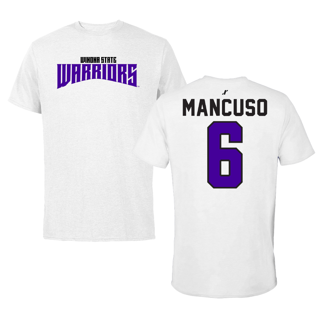 Winona State University Softball White Classic Performance Tee - #6 Tiegan Mancuso