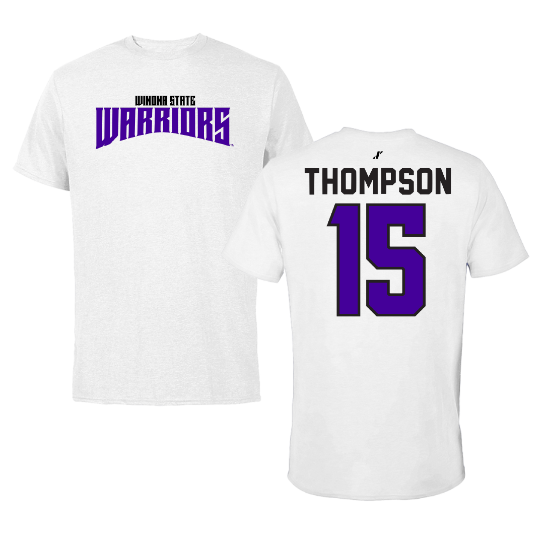 Winona State University Basketball White Classic Tee - #15 Isaiah Thompson