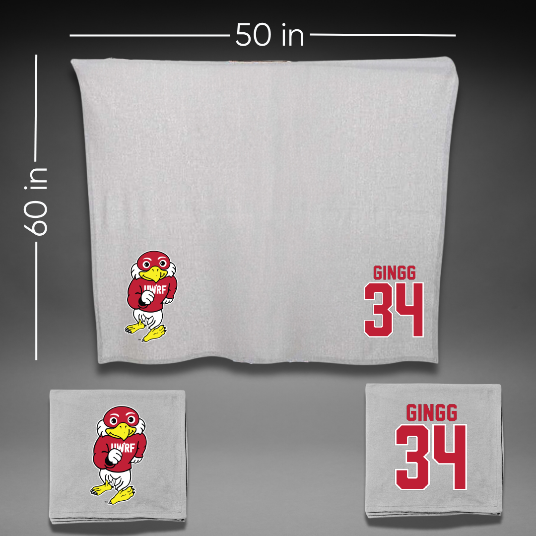 University of Wisconsin-River Falls Football Gray Blanket - #34 Conrad Gingg
