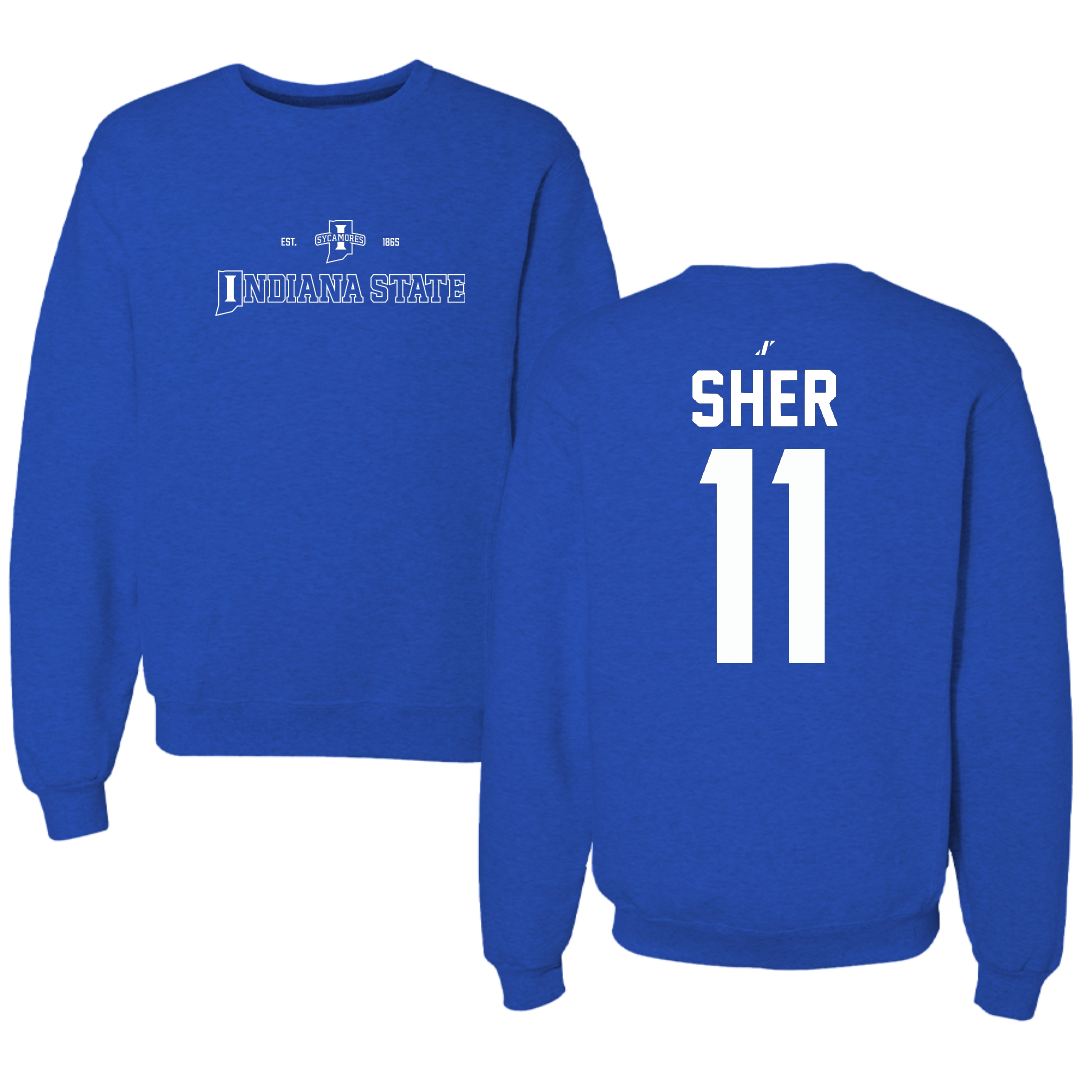 Indiana State University Volleyball Blue General Crewneck - #11 Emory Sher