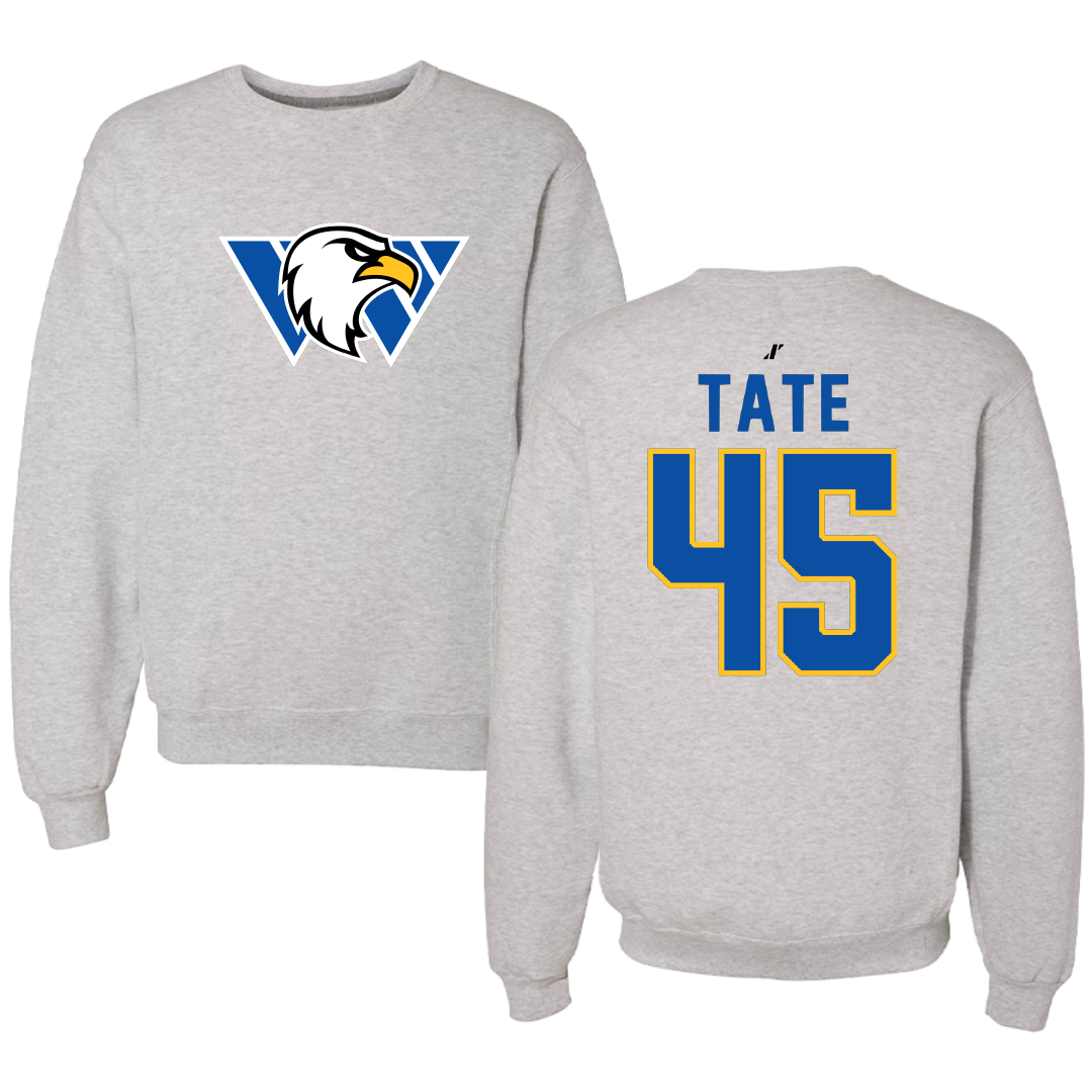 Williams Baptist University Baseball Light Gray Crewneck - #45 Robbie Tate