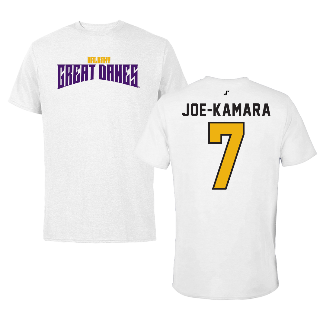 University at Albany Football White Classic Tee - #7 Thomas Joe-Kamara