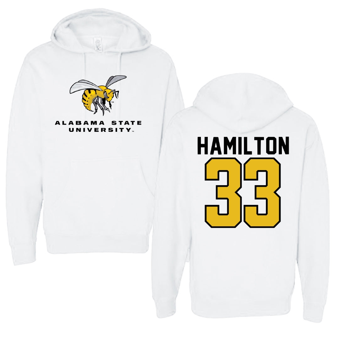 Alabama State University Basketball White Block Hoodie - #33 Talayah Hamilton