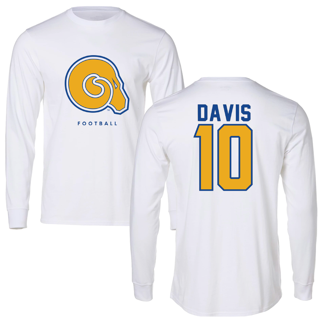 Albany State University Football White Performance Long Sleeve - #10 Iman Davis