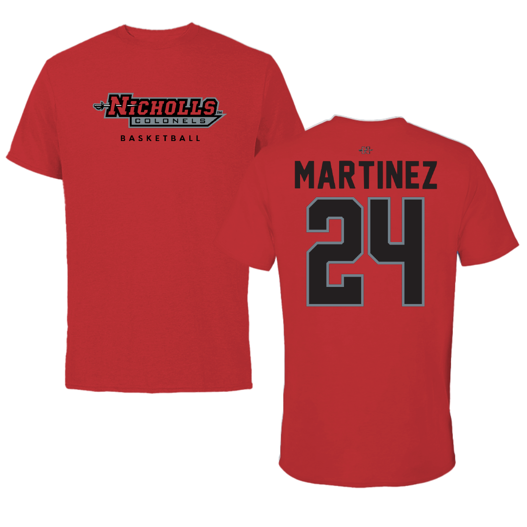 Nicholls State University Basketball Red Performance Tee - #24 Marypaz Martinez