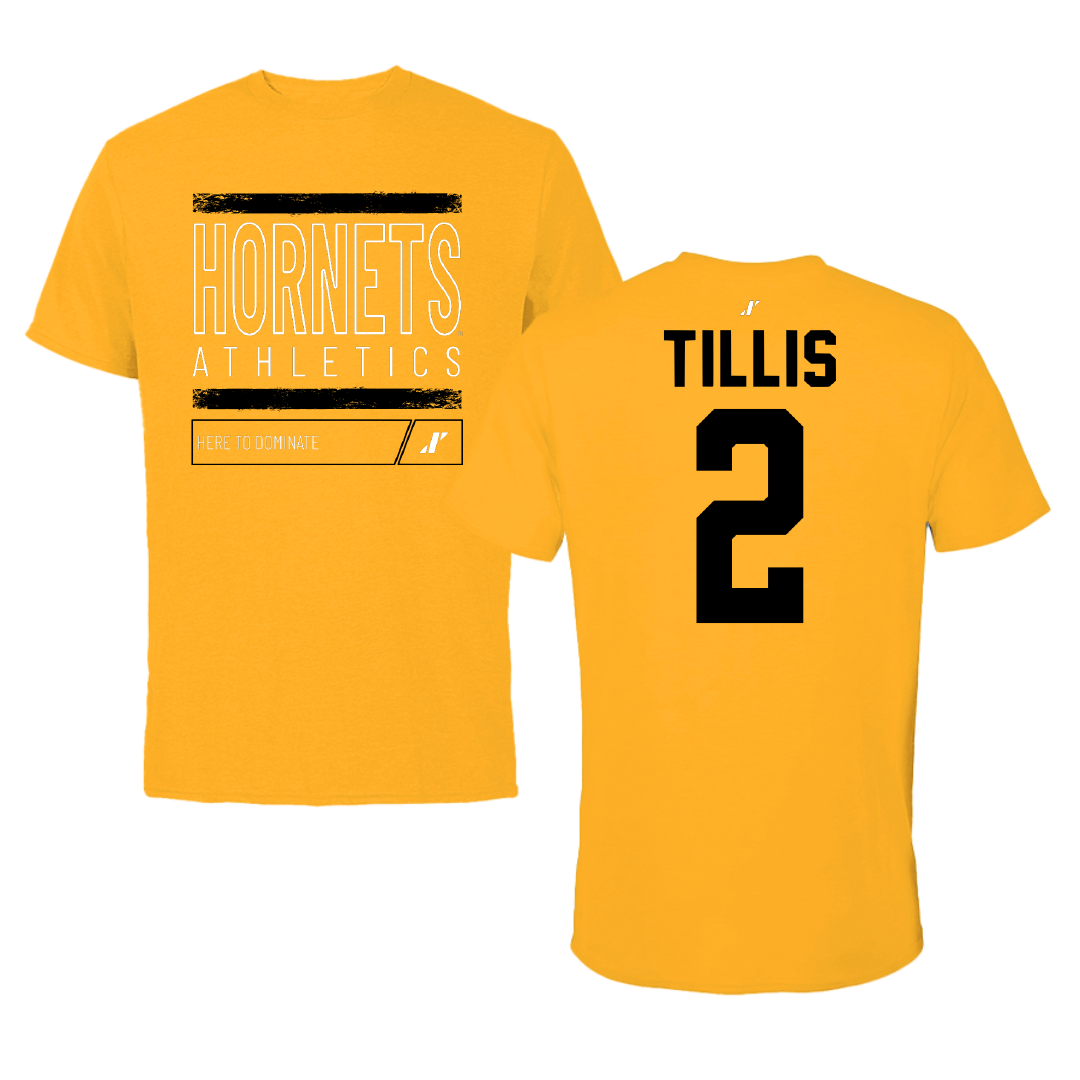 Alabama State University Basketball Gold Dominate Tee - #2 Ryin Tillis