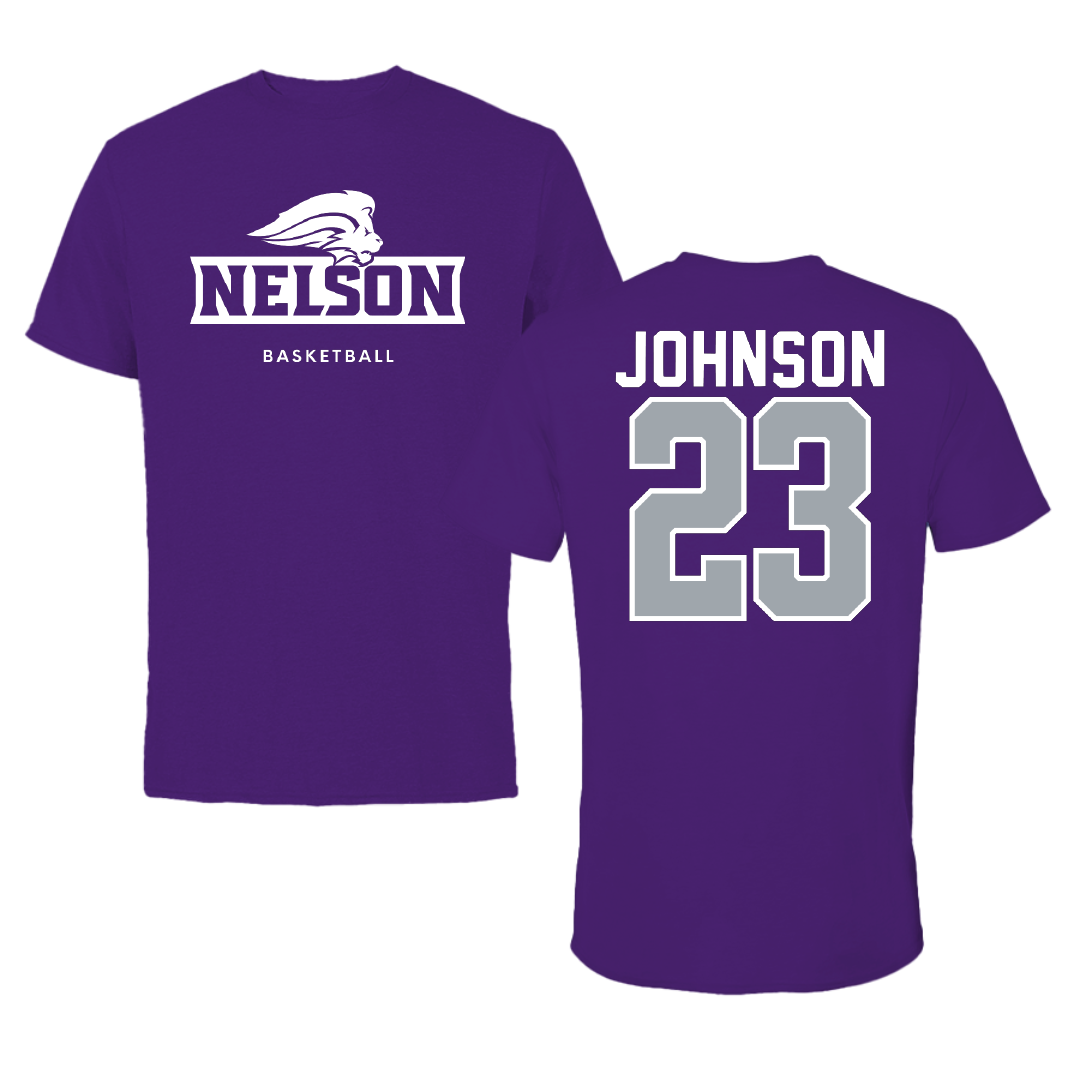 Nelson University Basketball Purple Tee - #23 Mikah Johnson