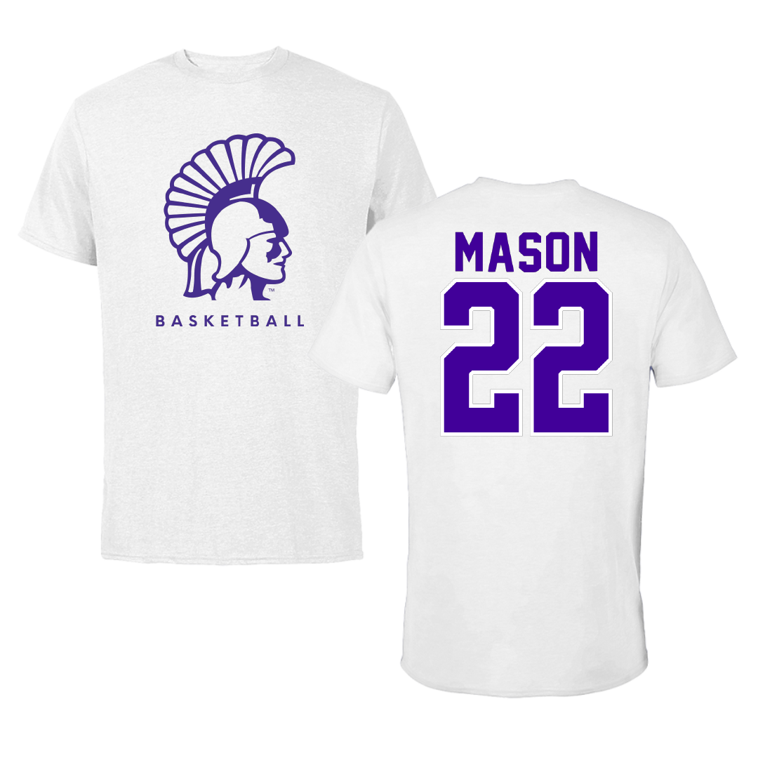 Winona State University Basketball White Tee - #22 Tyler Mason