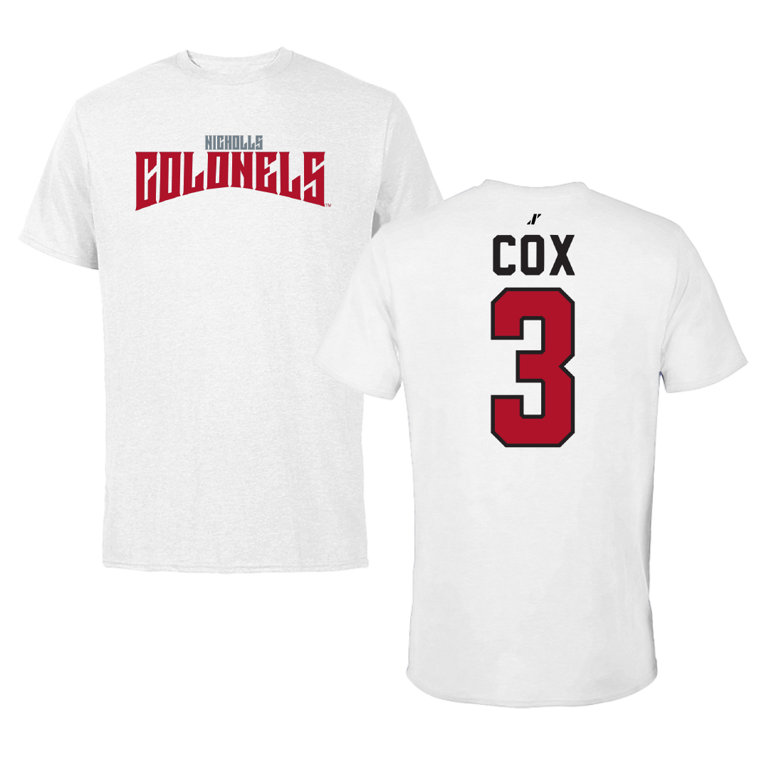 Nicholls State University Soccer White Classic Tee - #3 Brooke Cox