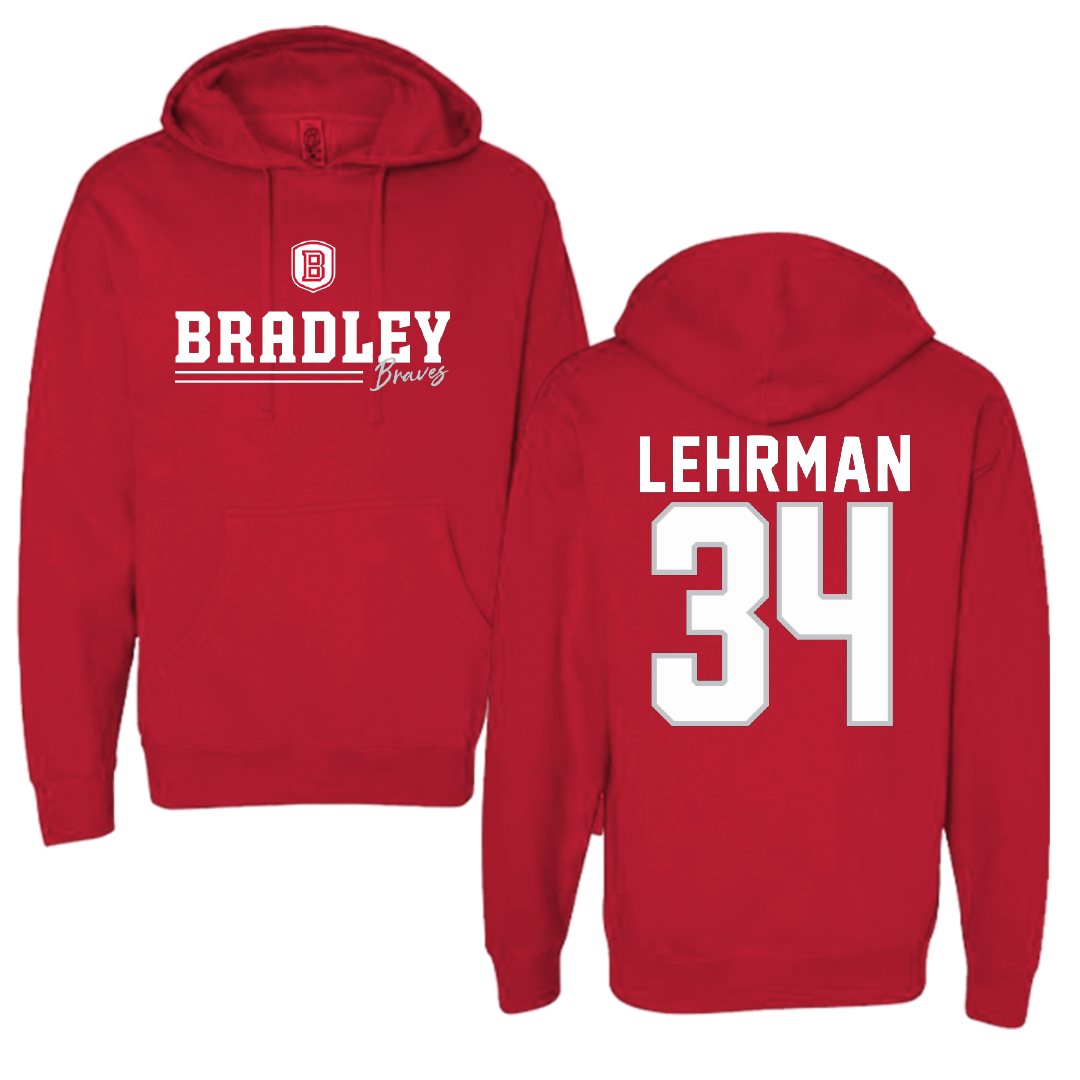 Bradley University Baseball Red General Hoodie - #34 Eli Lehrman