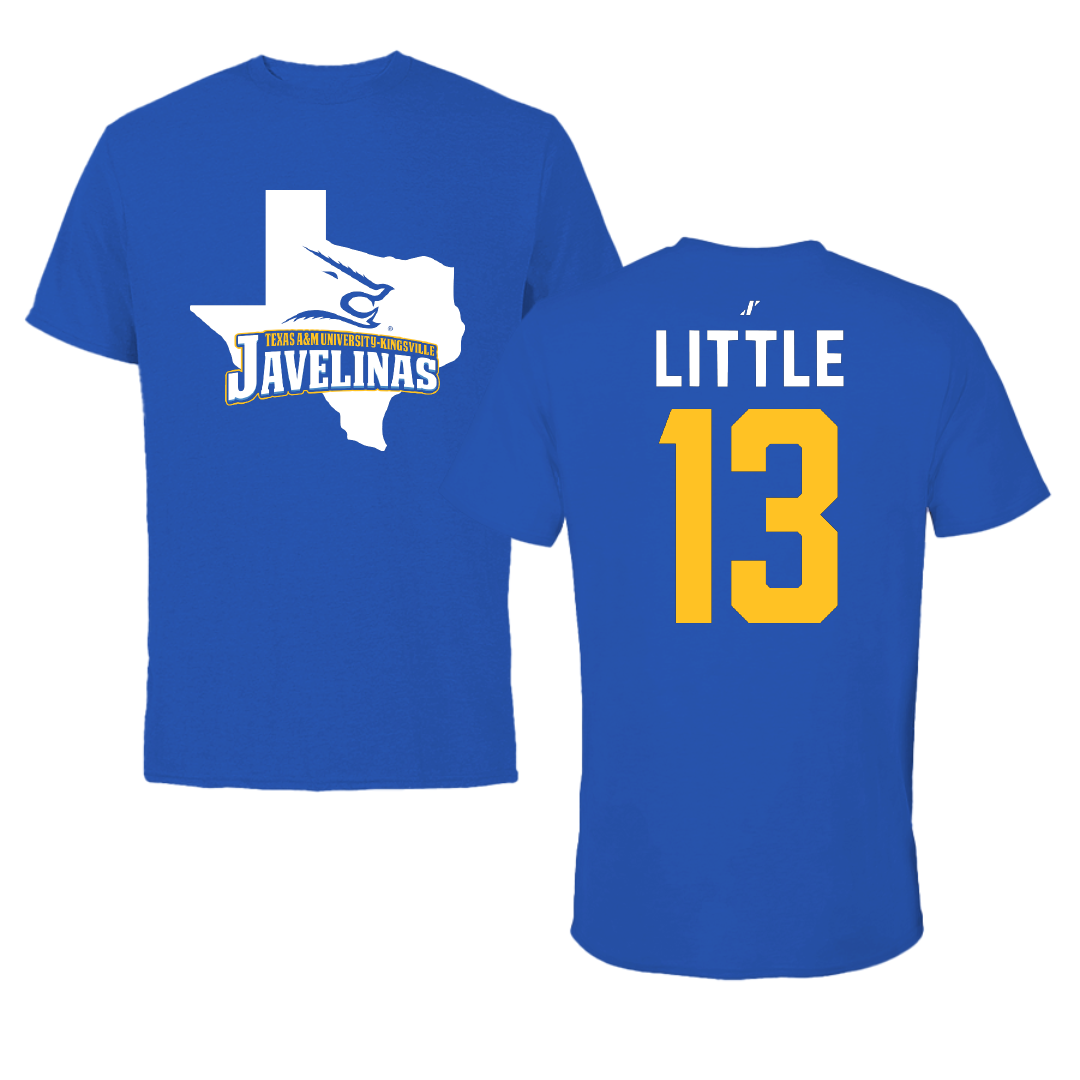 Texas A&M University-Kingsville Basketball Blue State Tee - #13 Zyon Little