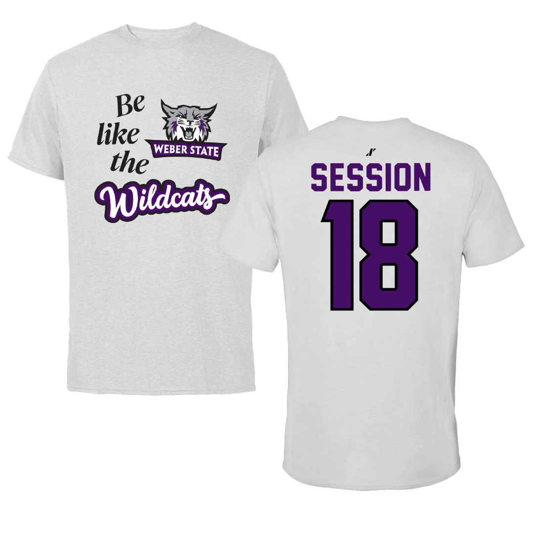 Weber State University Football Light Gray Be Like Us Tee - #18 Marvin Session