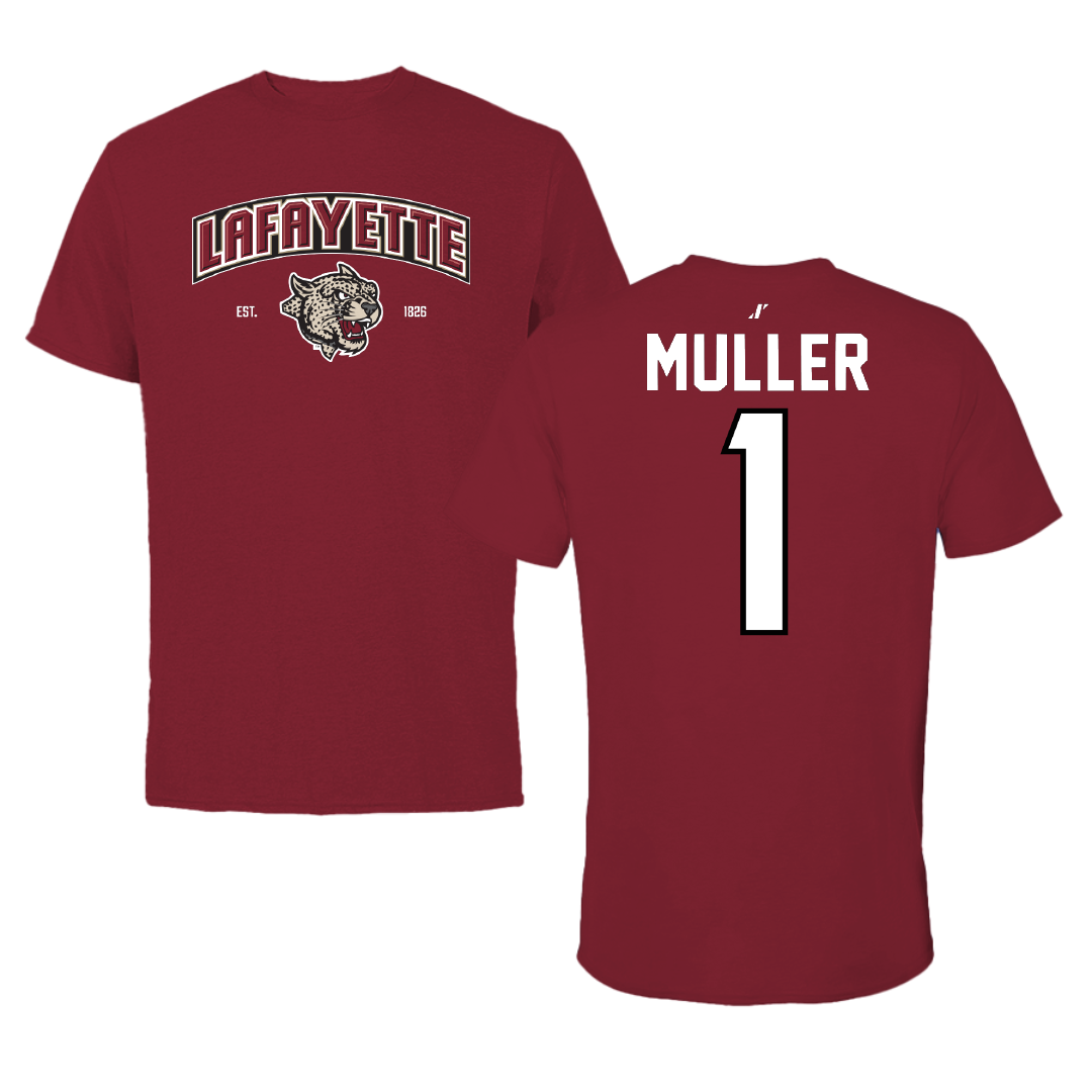 Lafayette College Lacrosse Cardinal General Tee - #1 Nick Muller