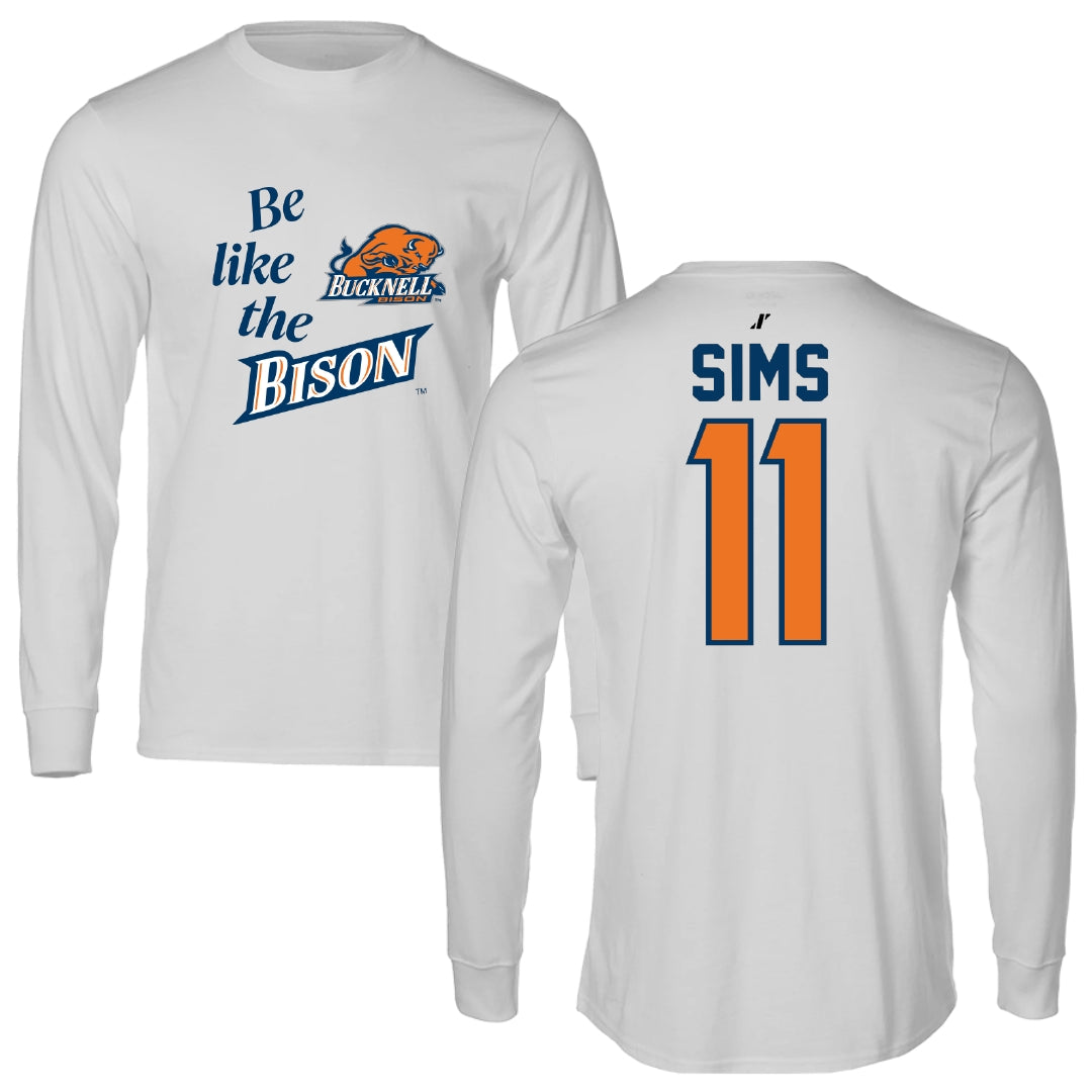 Bucknell University Football Light Gray Be Like Us Performance Long Sleeve - #11 Chris Sims
