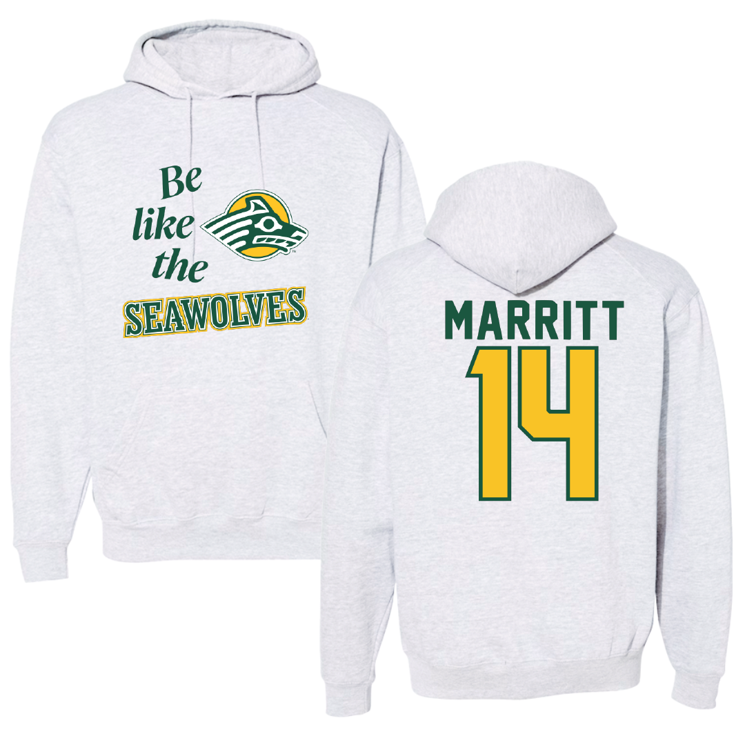 University of Alaska Anchorage Ice Hockey Light Gray Be Like Us Hoodie - #14 Connor Marritt