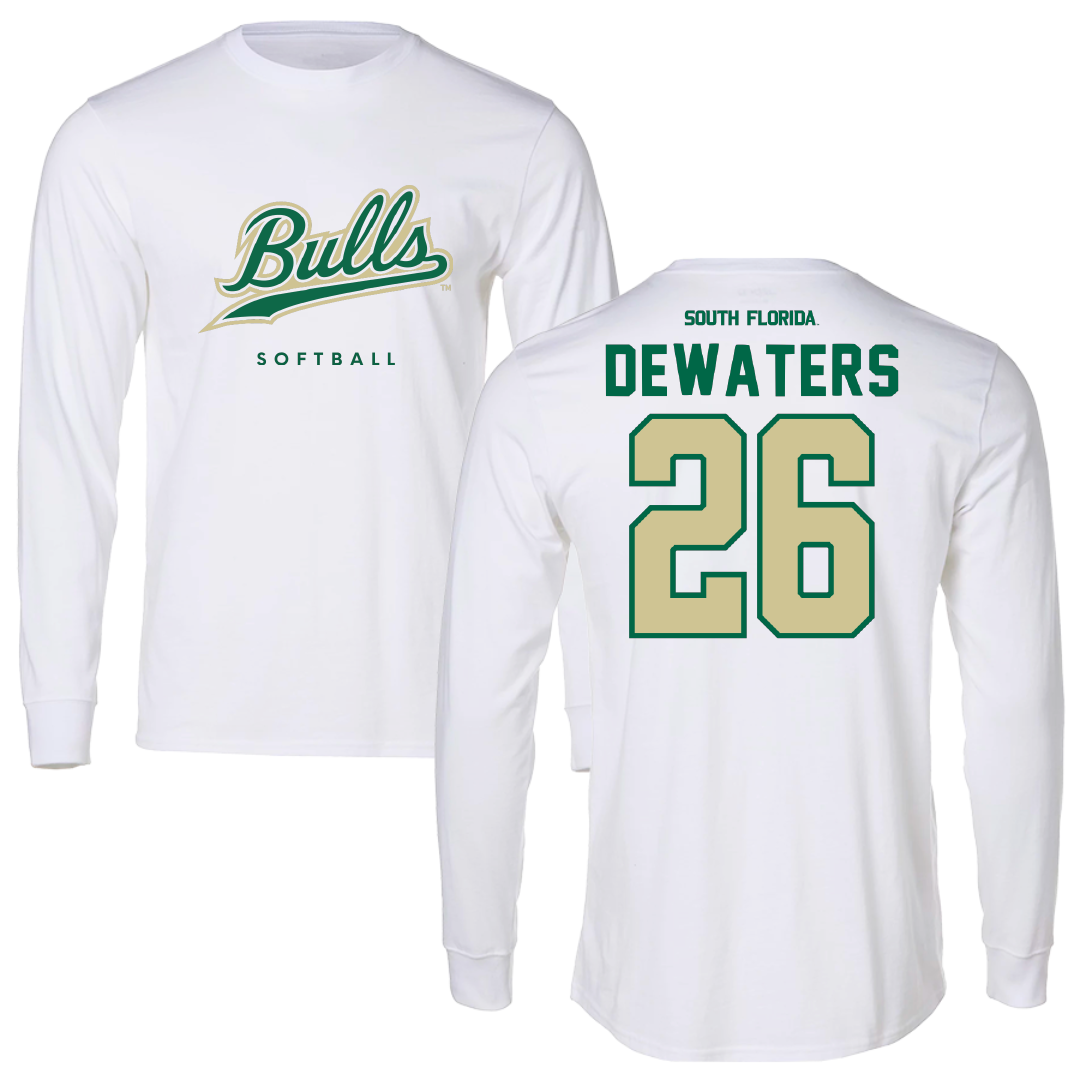 University of South Florida Softball White Long Sleeve - #26 Alice DeWaters