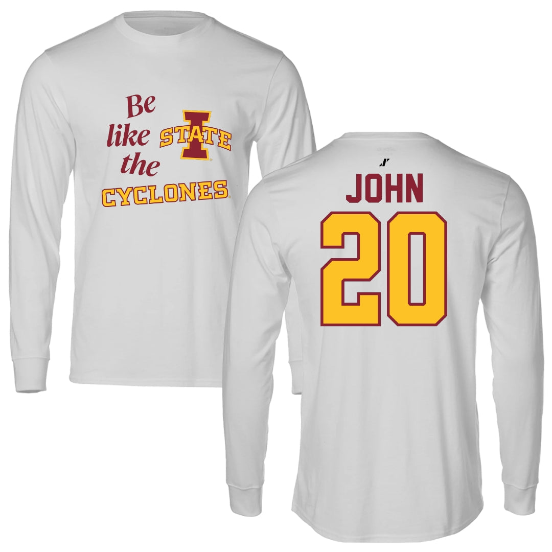 Iowa State University Soccer Light Gray Be Like Us Performance Long Sleeve - #20 Regan John