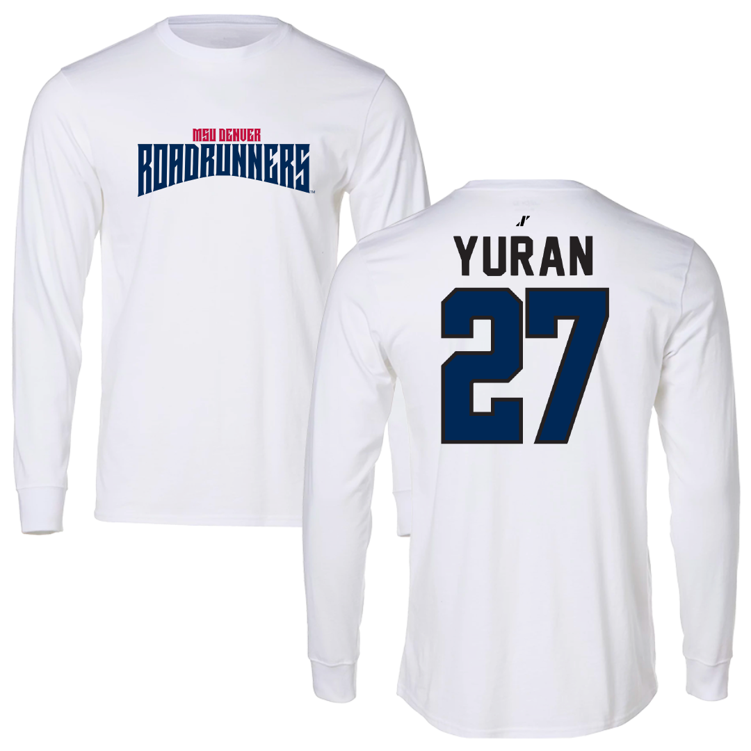 Metropolitan State University of Denver Baseball White Classic Performance Long Sleeve - #27 Cam Yuran