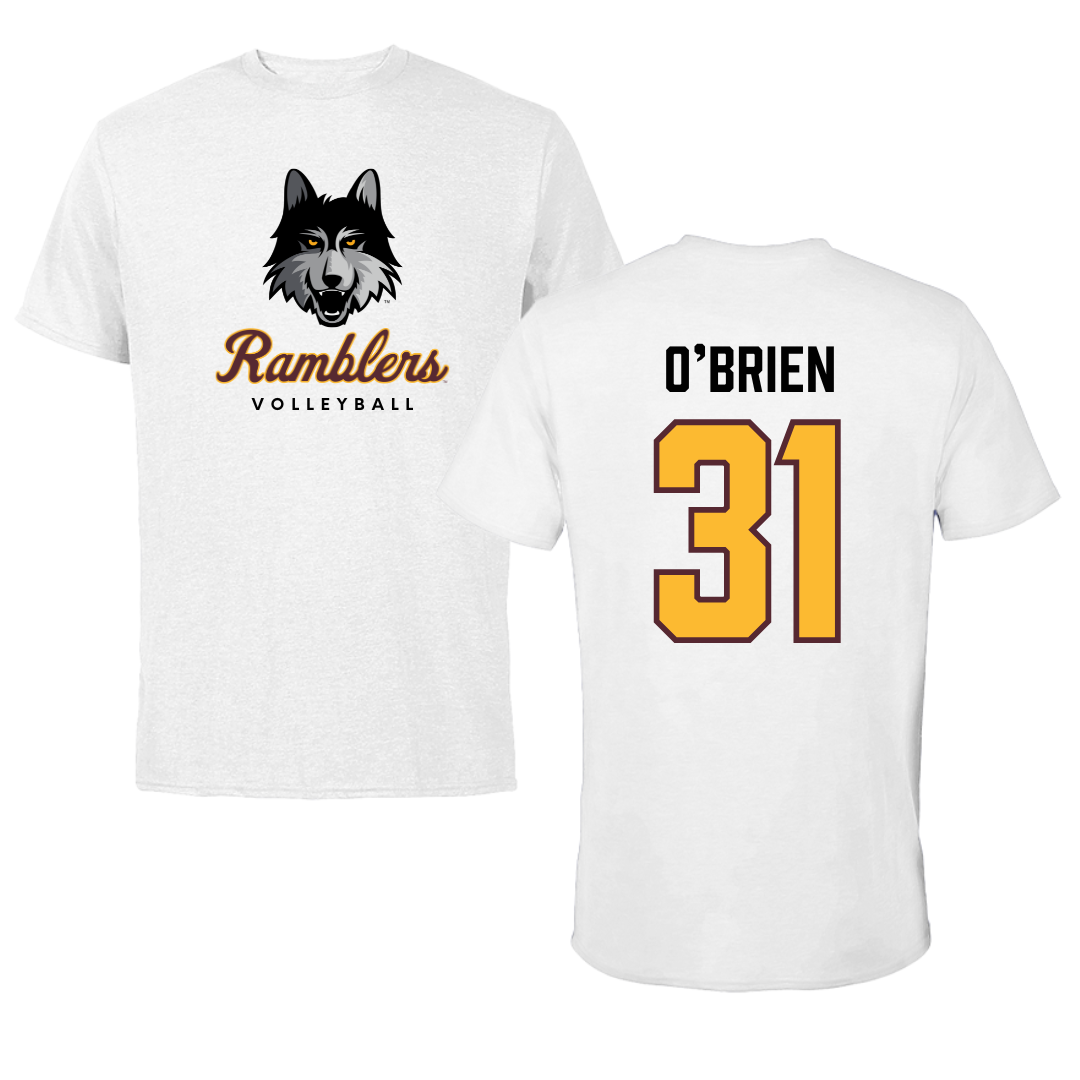 Loyola University-Chicago Volleyball White Ramblers Performance Tee - #31 Gavin O’Brien