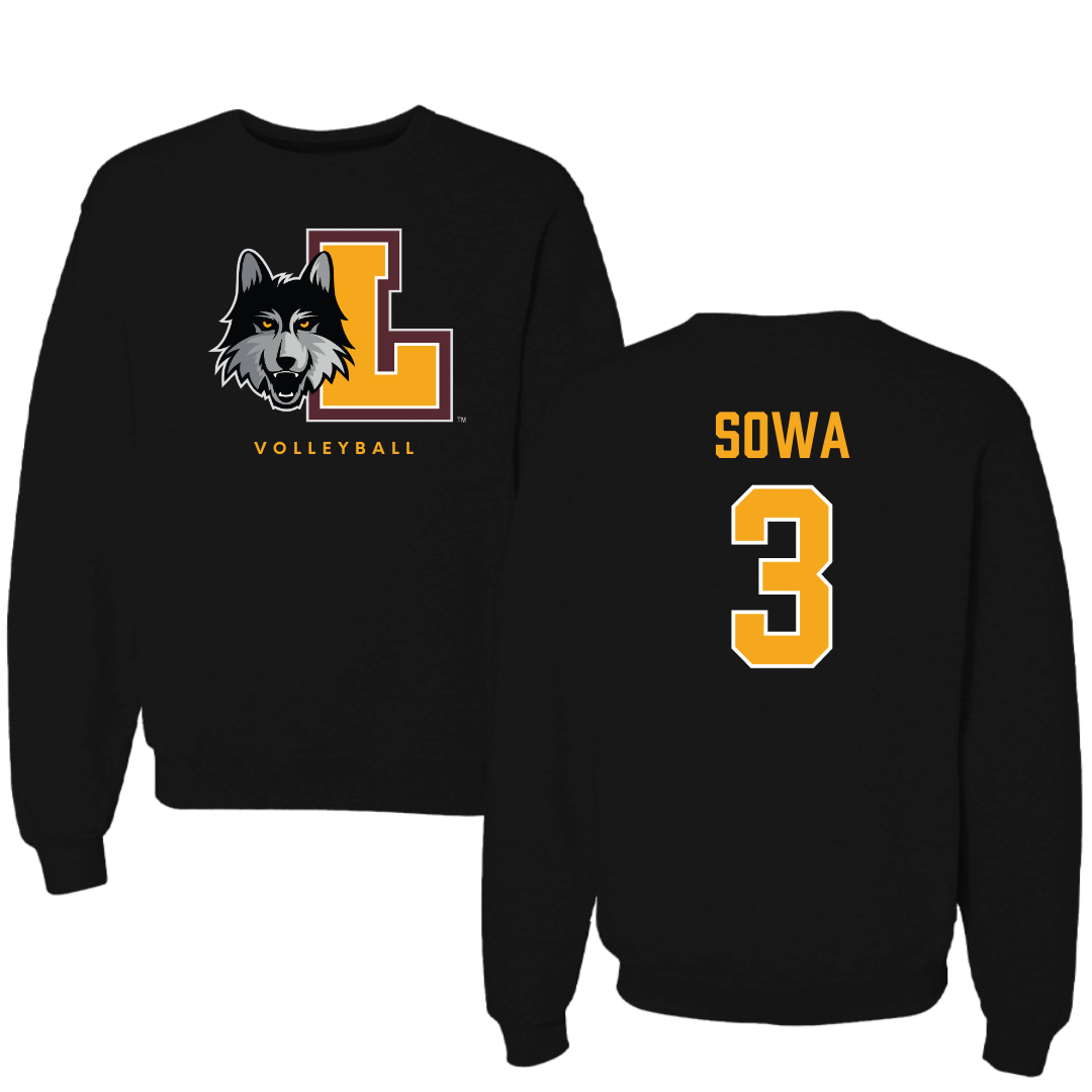 Loyola University-Chicago Volleyball Black Mascot Crewneck - #3 JJ Sowa