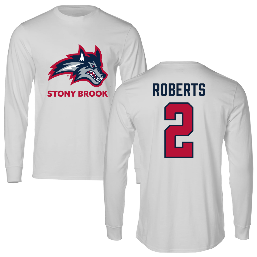 Stony Brook University Football Light Gray Performance Long Sleeve - #2 AJ Roberts