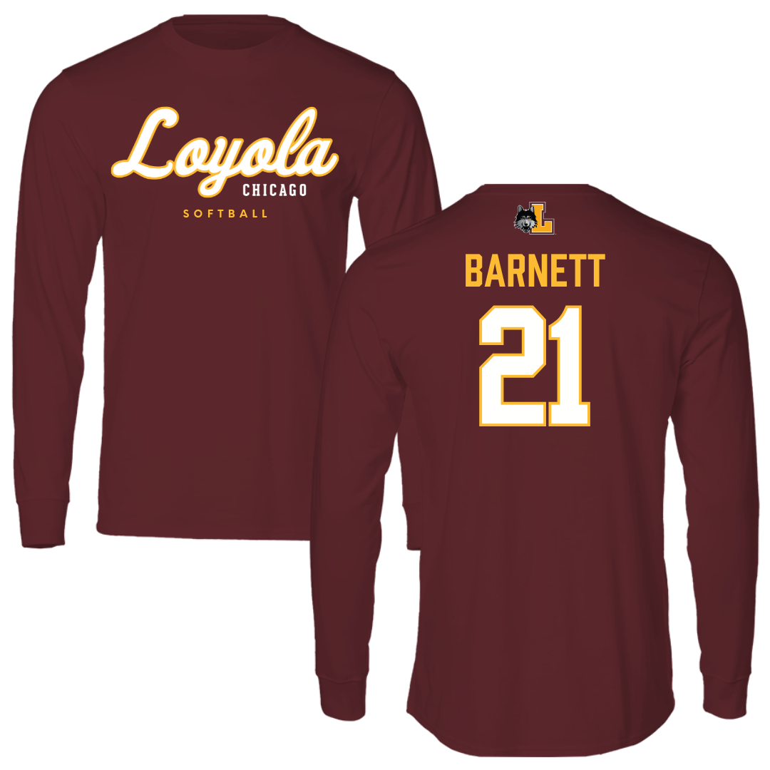 Loyola University-Chicago Softball Maroon Block Performance Long Sleeve - #21 Sydney Barnett