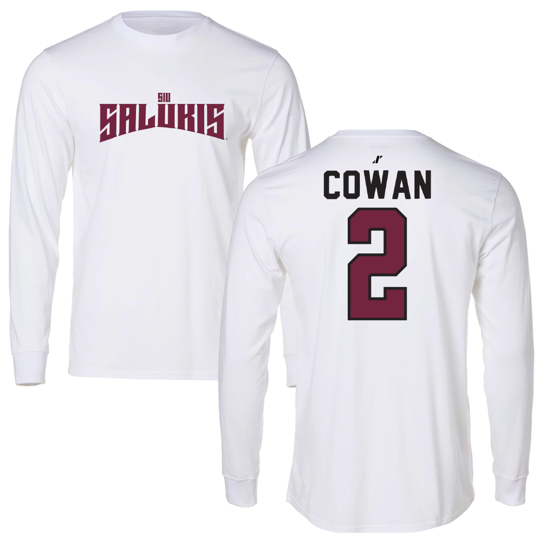 Southern Illinois University at Carbondale Football White Classic Performance Long Sleeve - #2 Devin Cowan