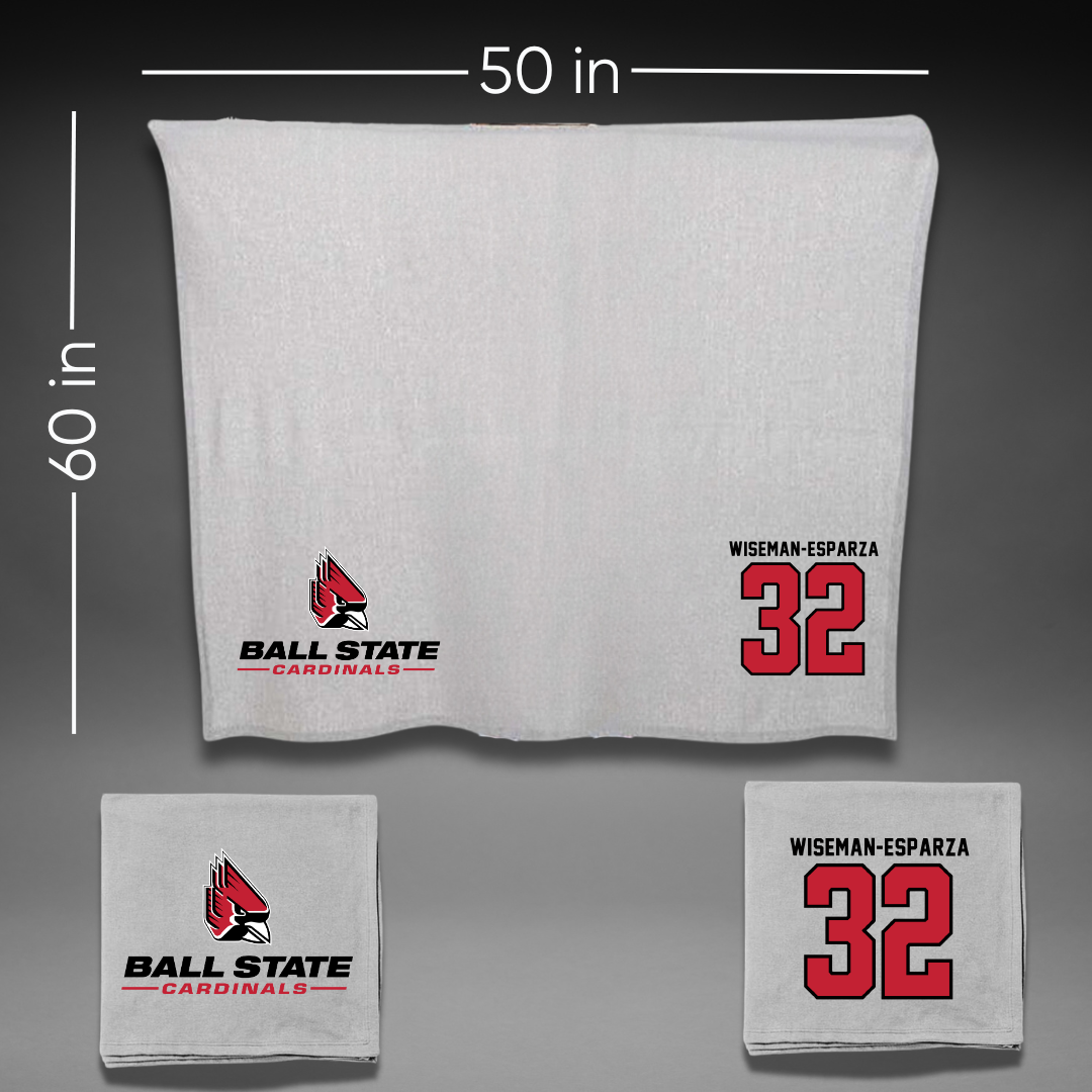 Ball State University Soccer Gray Blanket - #32 Carrina Wiseman-Esparza