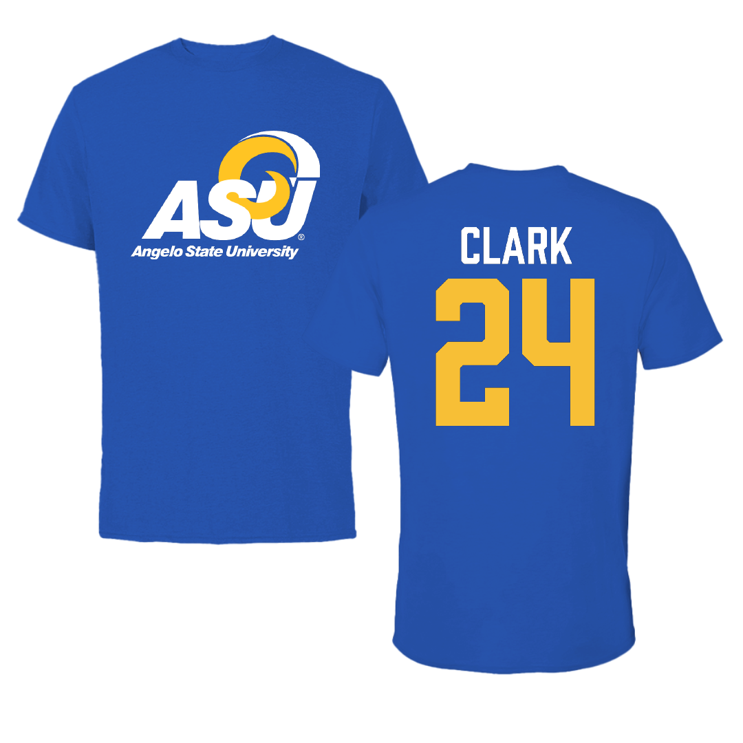 Angelo State University Soccer Blue Tee - #24 Christina Clark