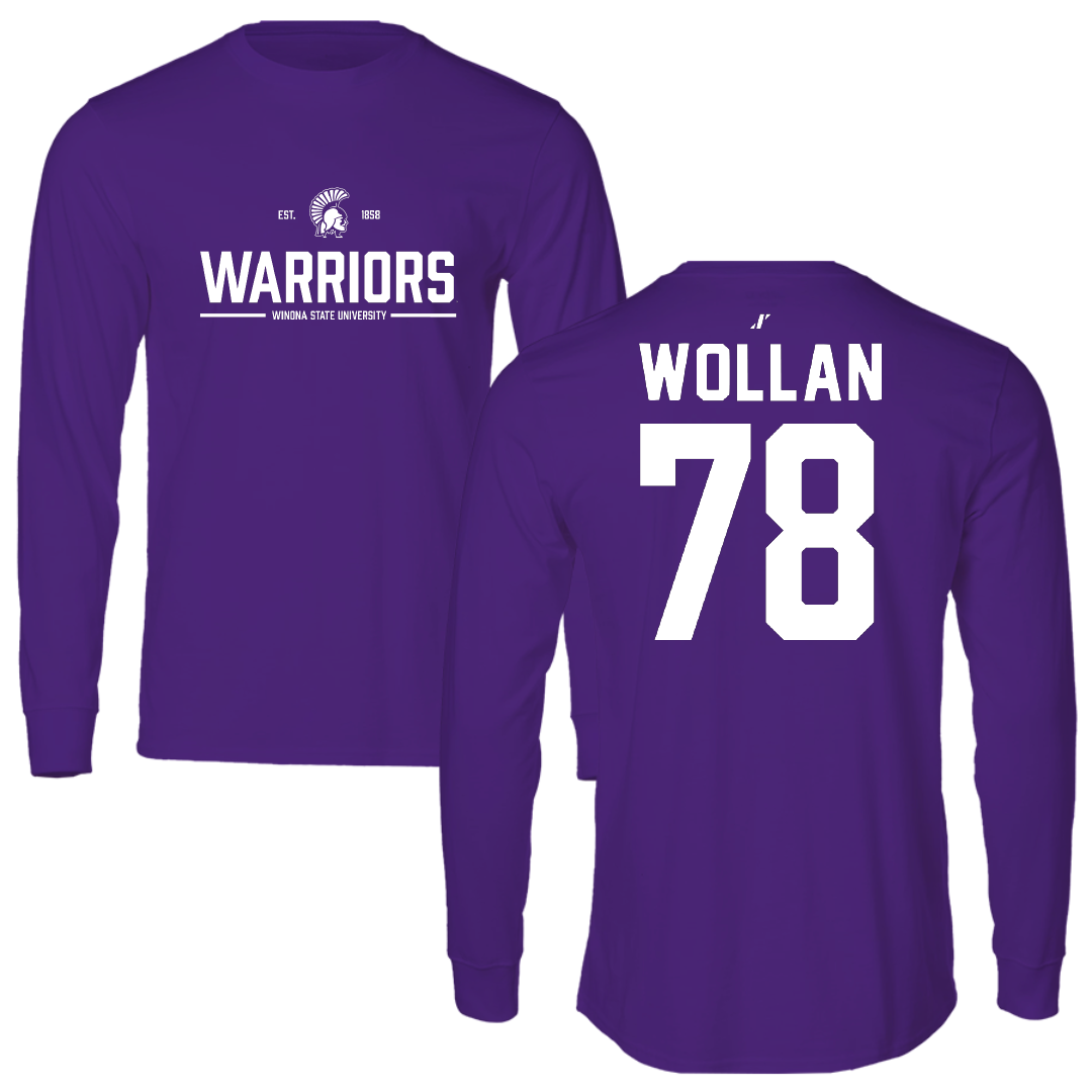 Winona State University Football Purple General Performance Long Sleeve - #78 Garit Wollan